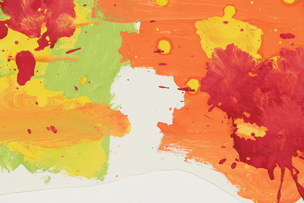 Acrylic Painting on Paper of Colorful Abstract Scene