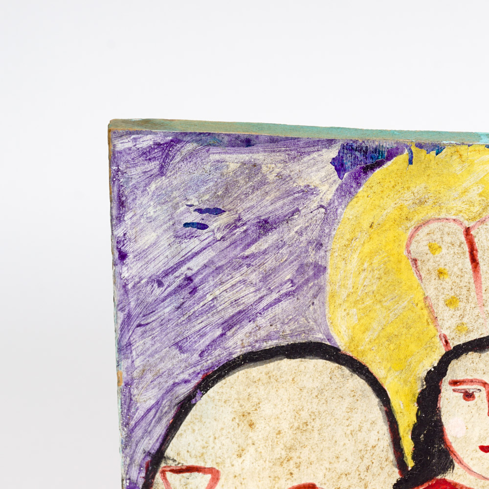 Pair of Mexican Religious Folk Art Paintings by Maricial Chalo Rodriguez