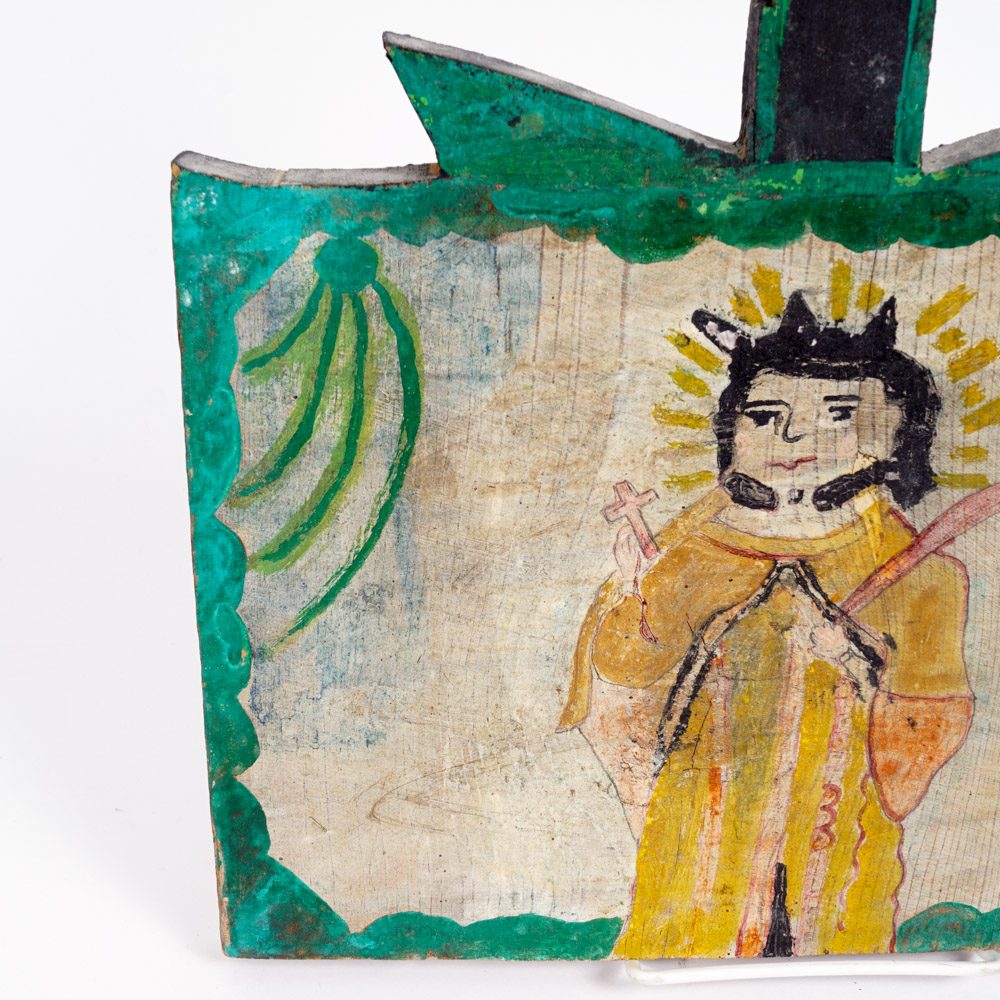 Pair of Mexican Religious Folk Art Paintings by Maricial Chalo Rodriguez