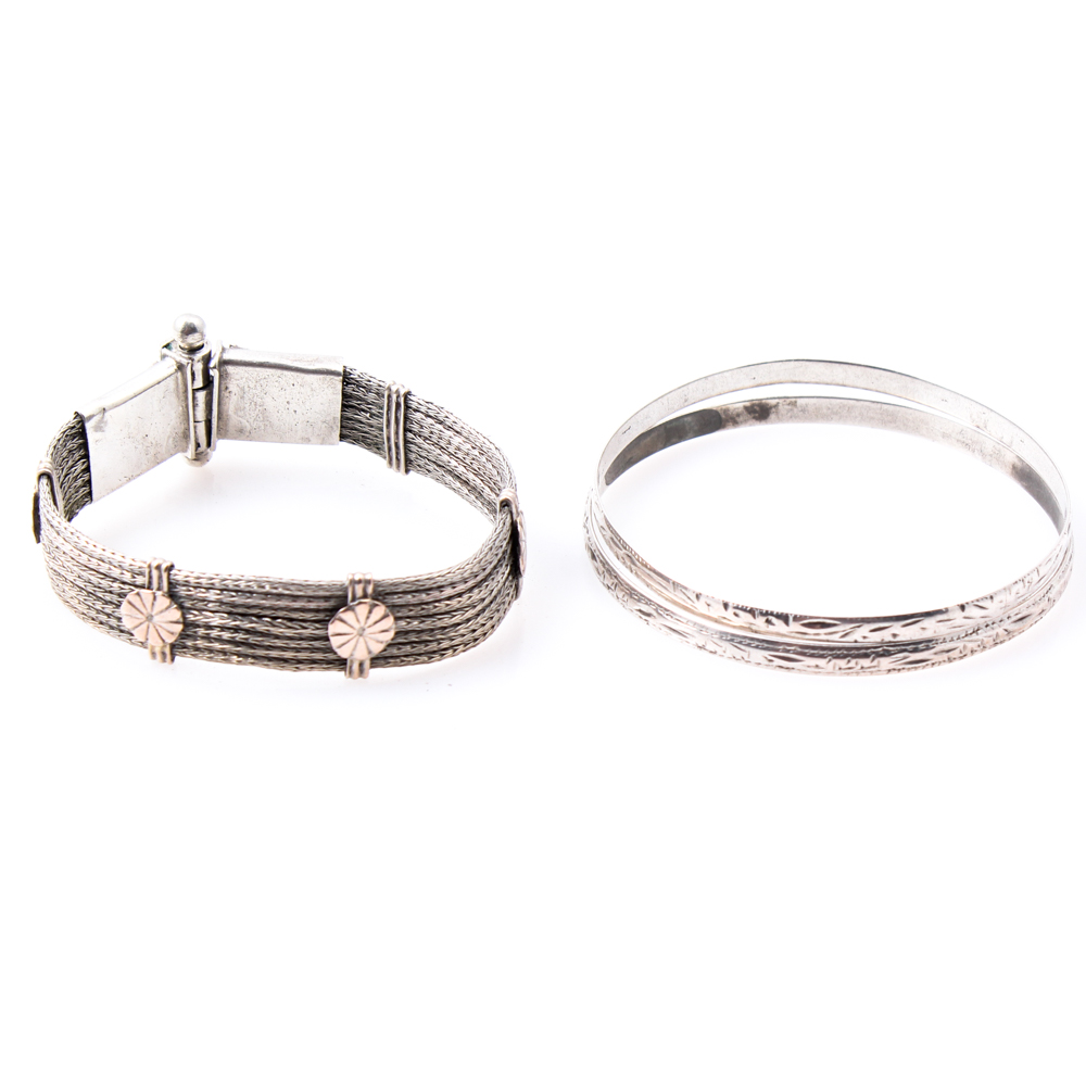 Vintage Silver Tone Metal Bracelets