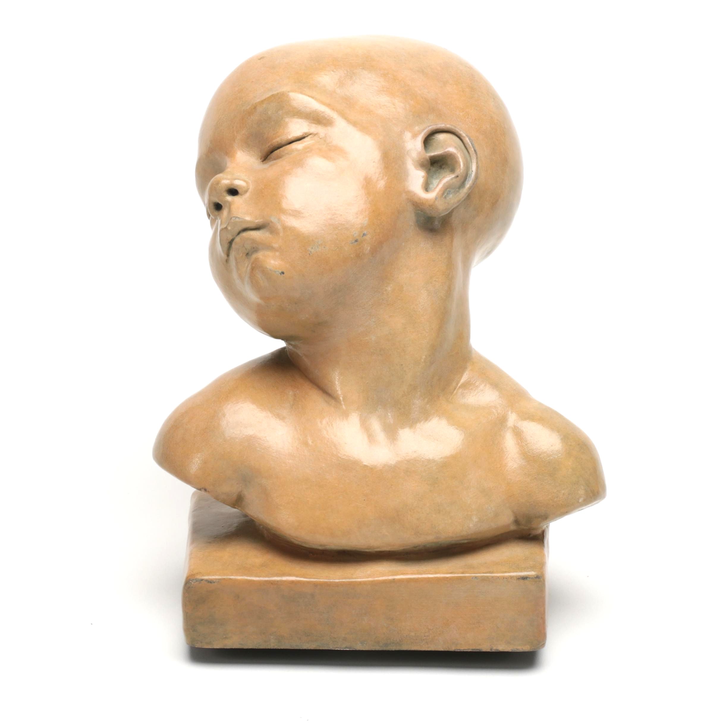 Danielle Anjou  Reproduction Sculpture After Aimé Jules Dalou's "Buste d’Enfant Endormi"