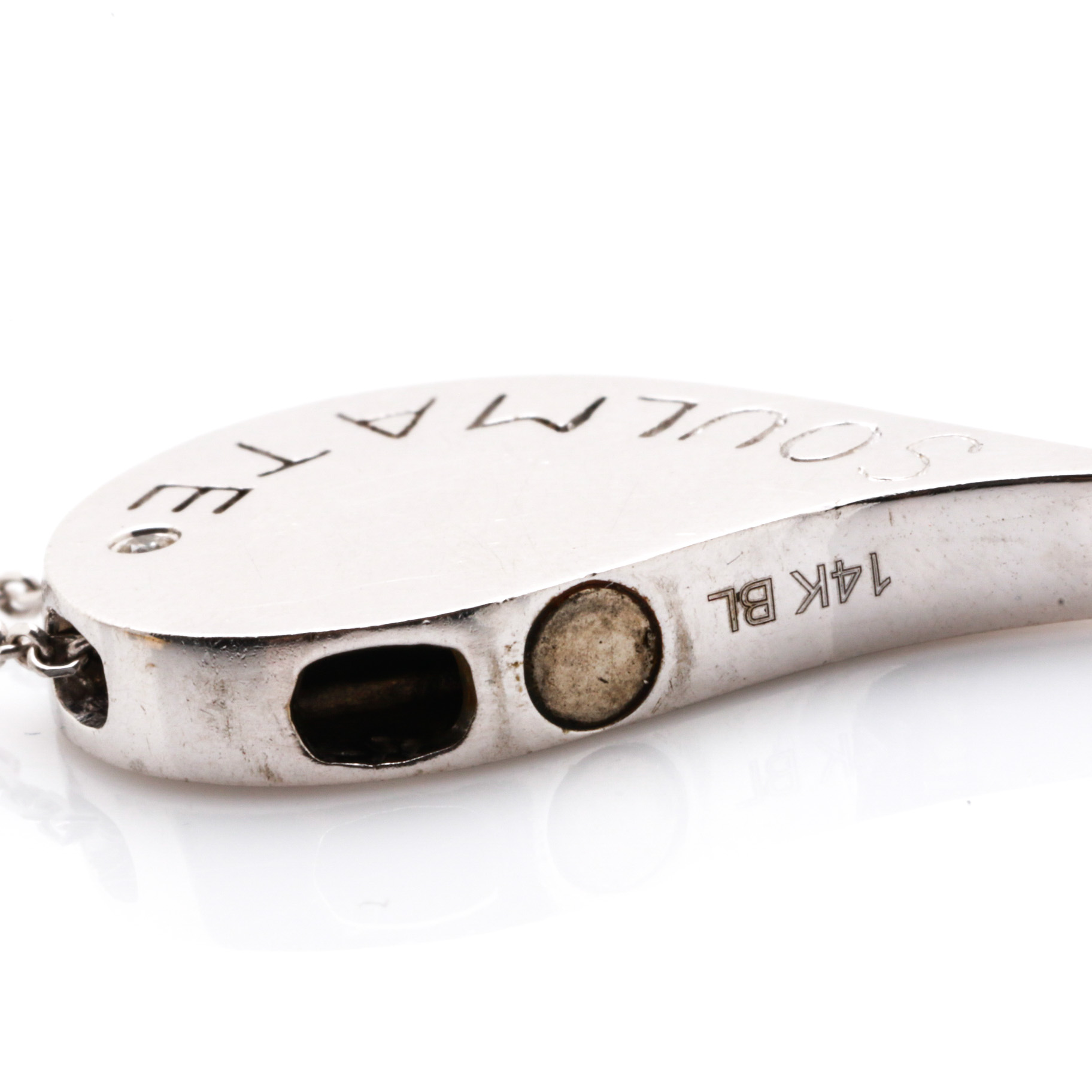 14K Yellow Gold and White Gold Diamond Half Heart Pendant Necklaces