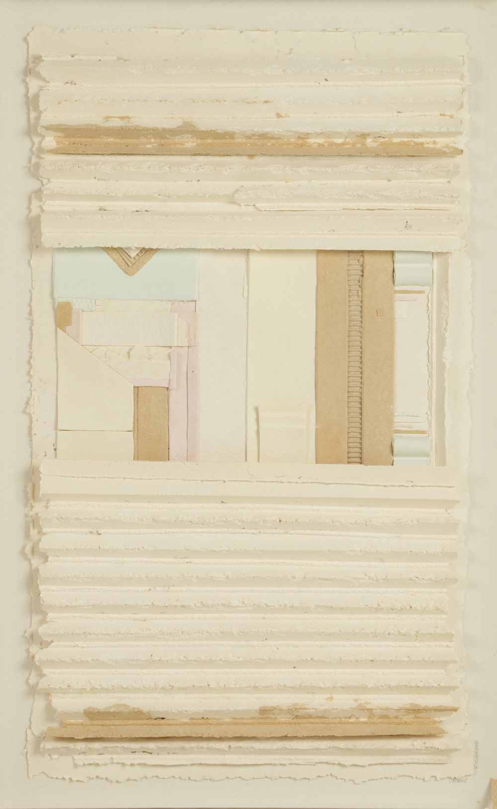 Trudy Richmond Deckle Edge Paper Abstract Composition on Canvas