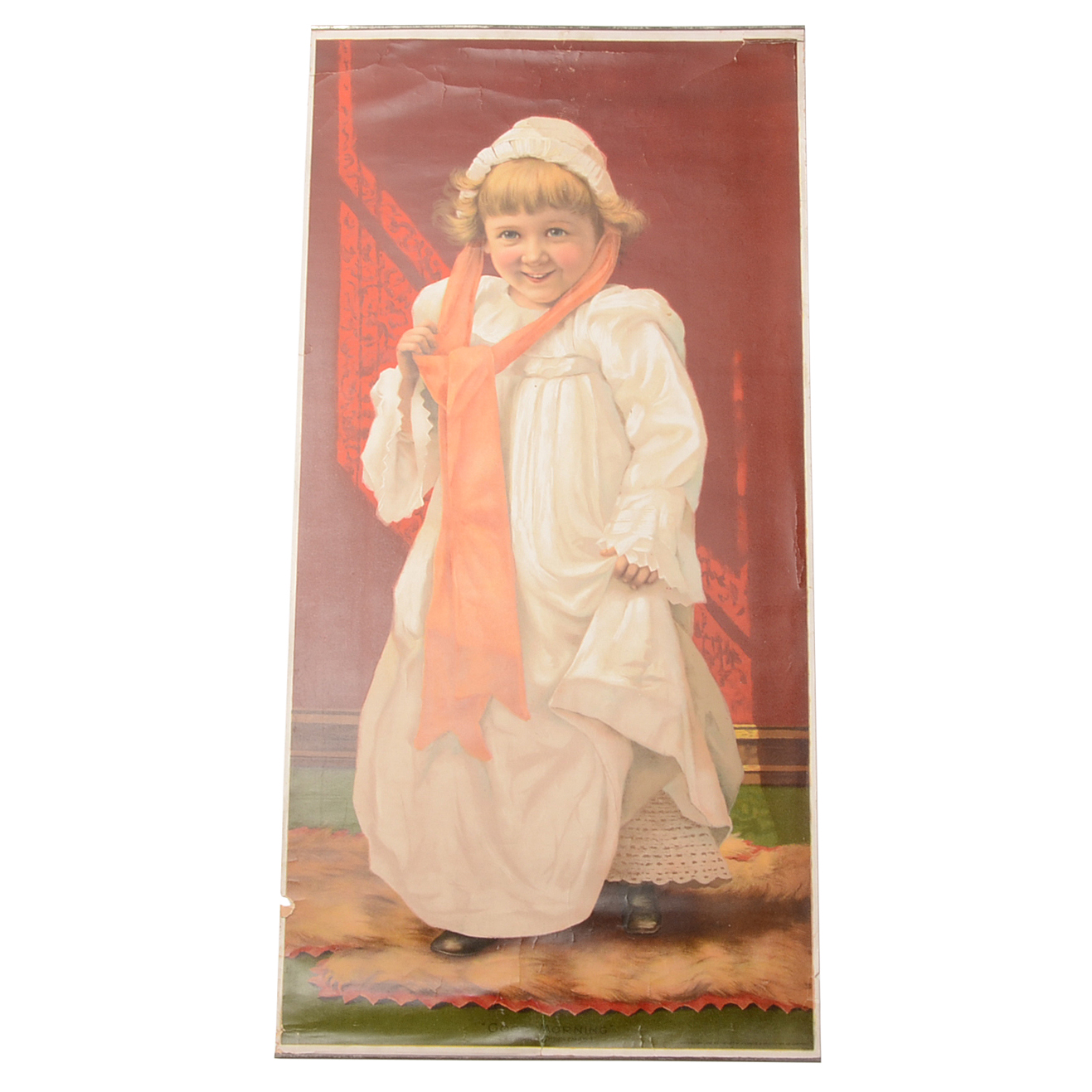 Antique Original 1893 Calendar with Chromolithograph Illustration