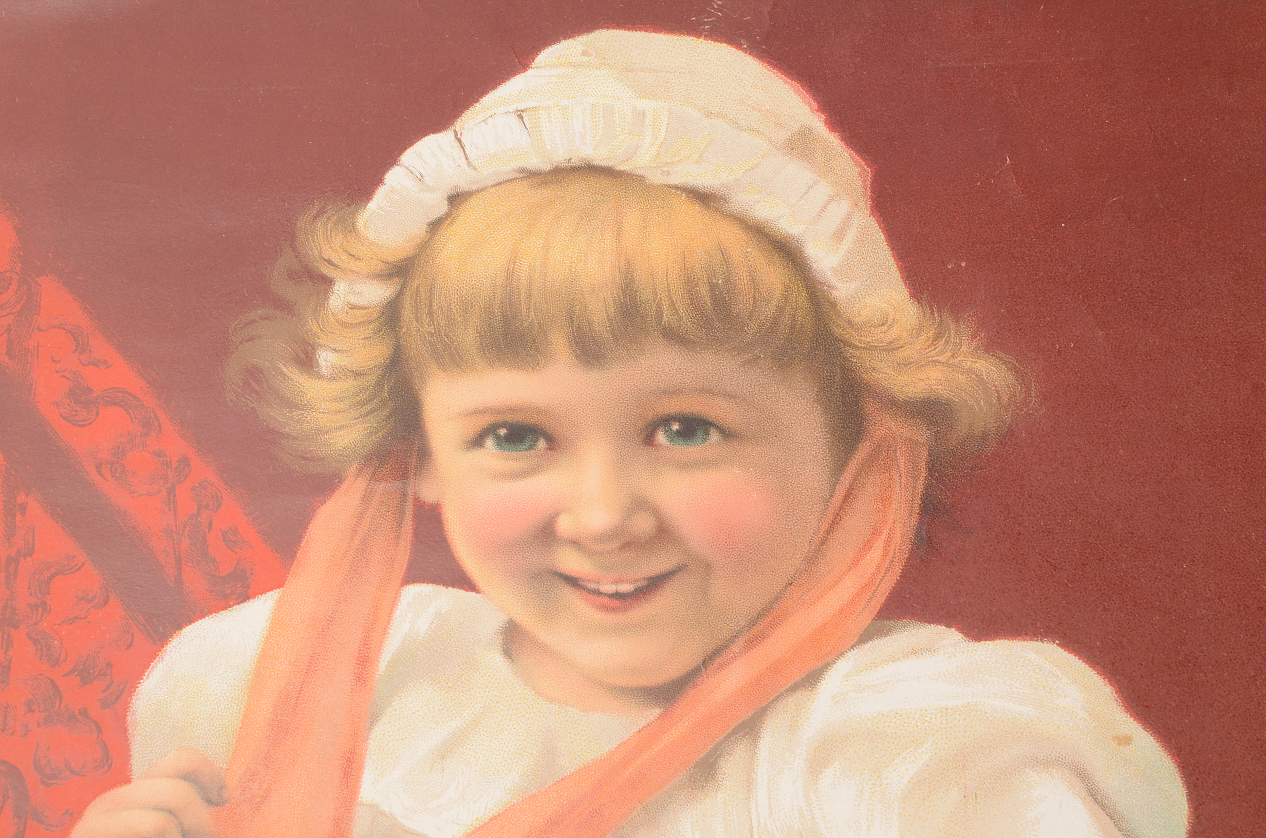 Antique Original 1893 Calendar with Chromolithograph Illustration