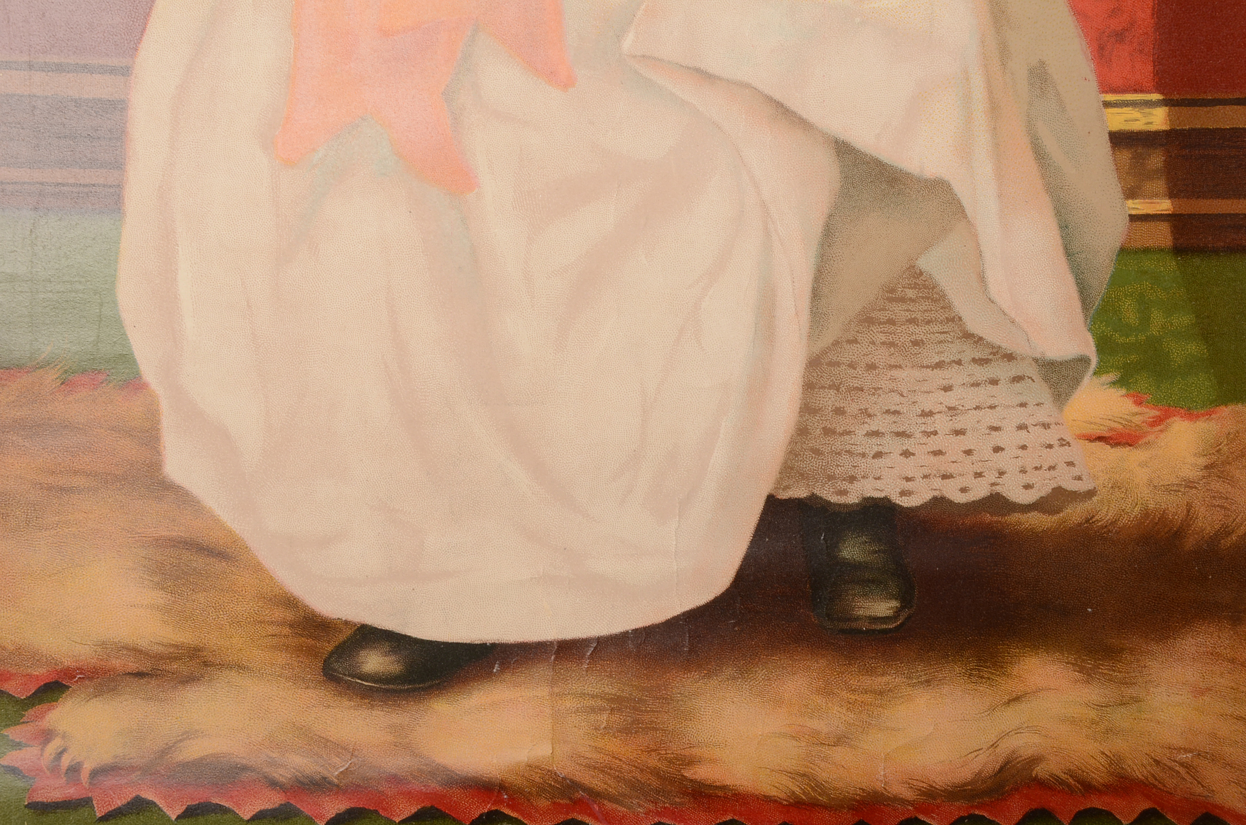 Antique Original 1893 Calendar with Chromolithograph Illustration