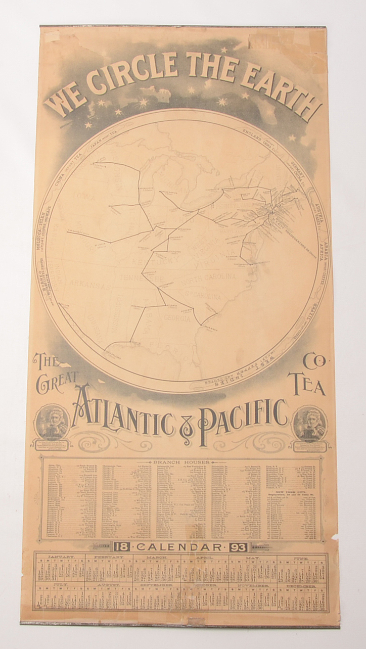 Antique Original 1893 Calendar with Chromolithograph Illustration