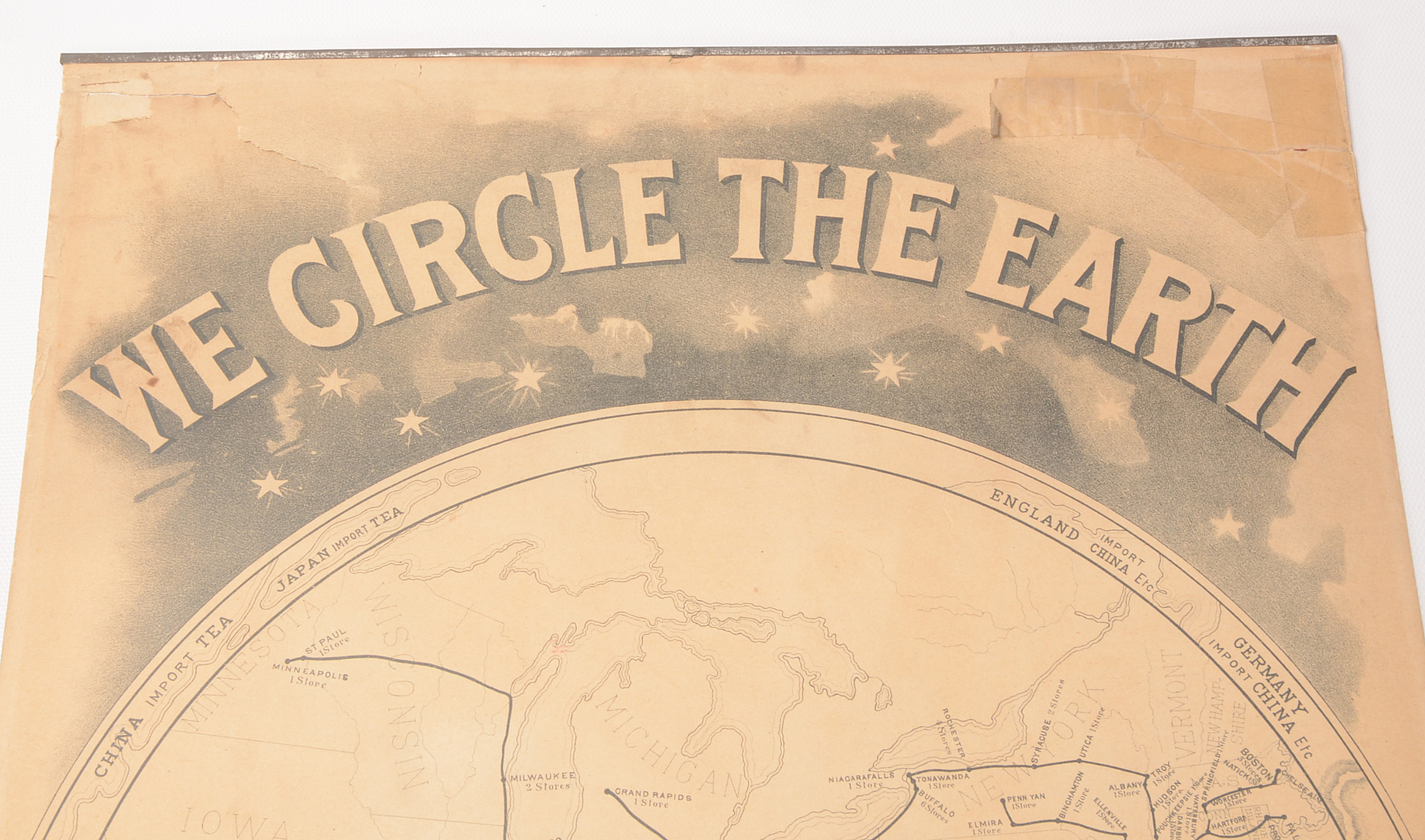 Antique Original 1893 Calendar with Chromolithograph Illustration