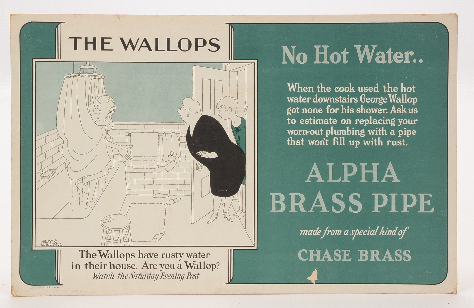 Three Chase Brass Illustrated "The Wallops" Broadside Advertiseme