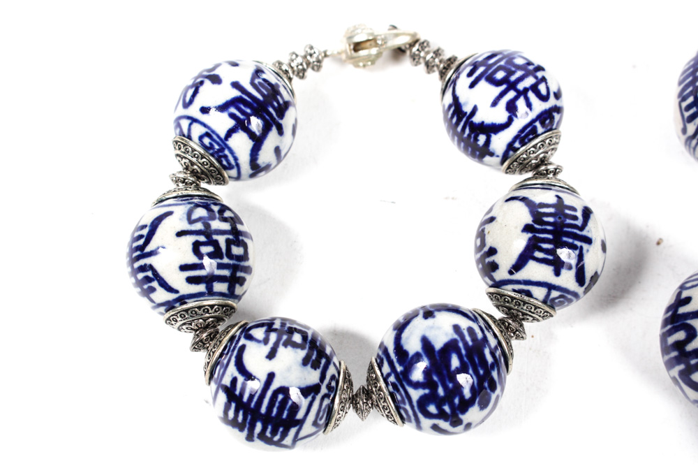 Chinese Ceramic Bead Jewelry Set