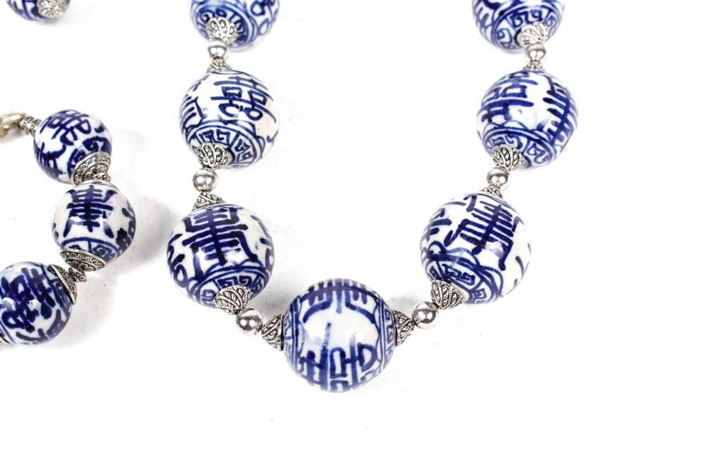 Chinese Ceramic Bead Jewelry Set