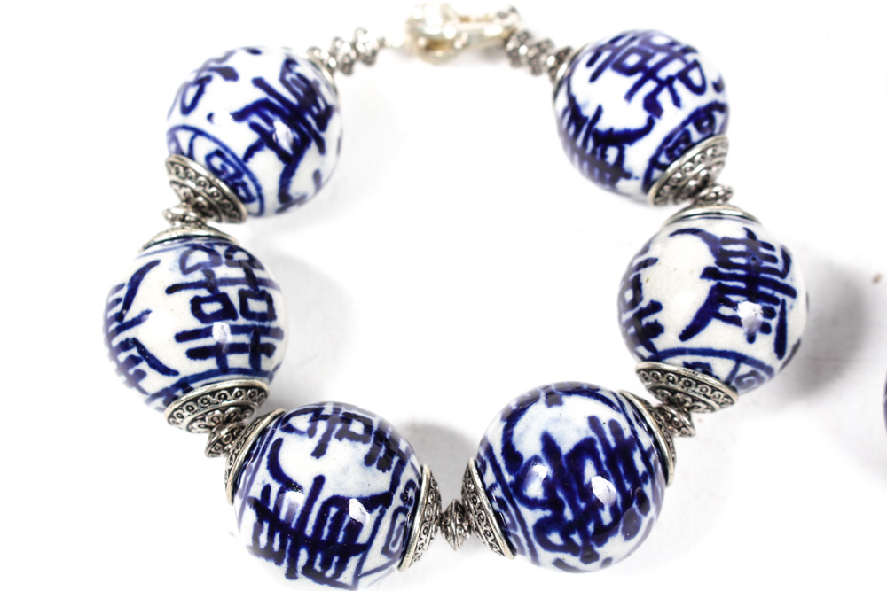 Chinese Ceramic Bead Jewelry Set