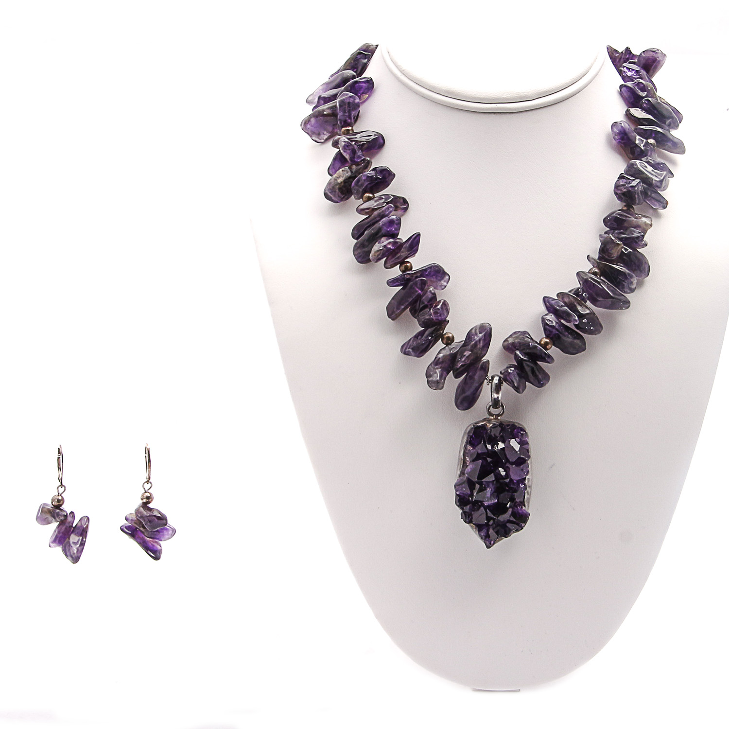 Amethyst Necklace and Earrings