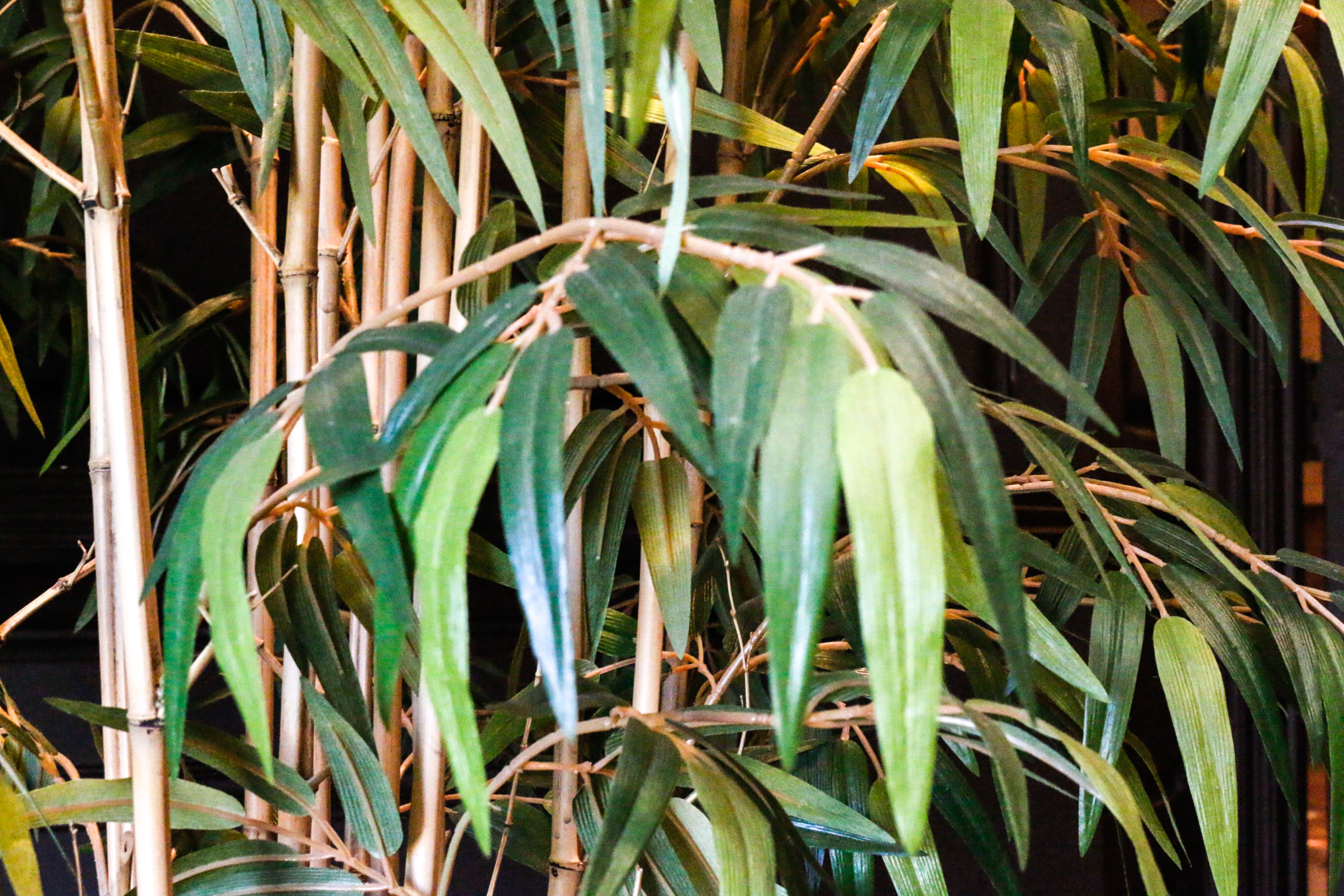 Large Potted Silk Bamboo Plant with Spotlight