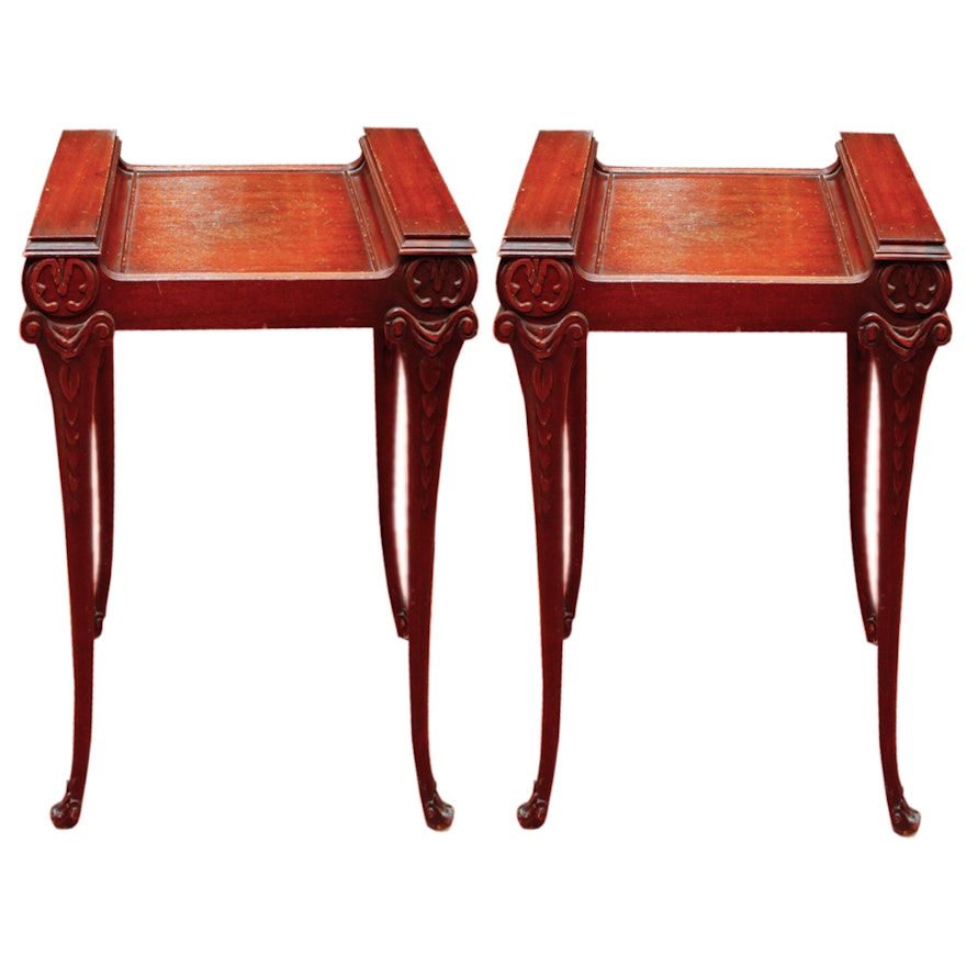 Vintage Mahogany-Veneered Side Tables