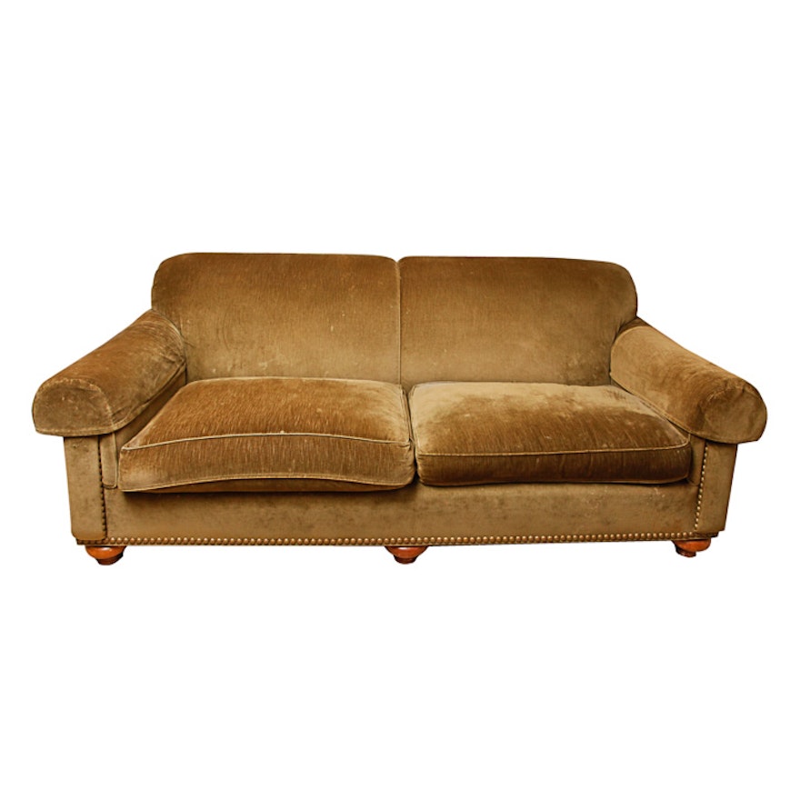 Green-Upholstered Sofa by Sherrill