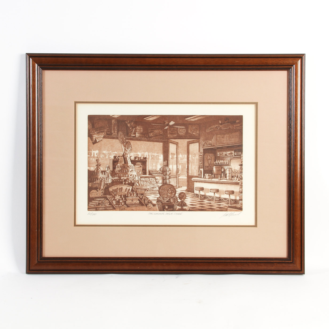 Lithograph Print "The Corner Drug Store"