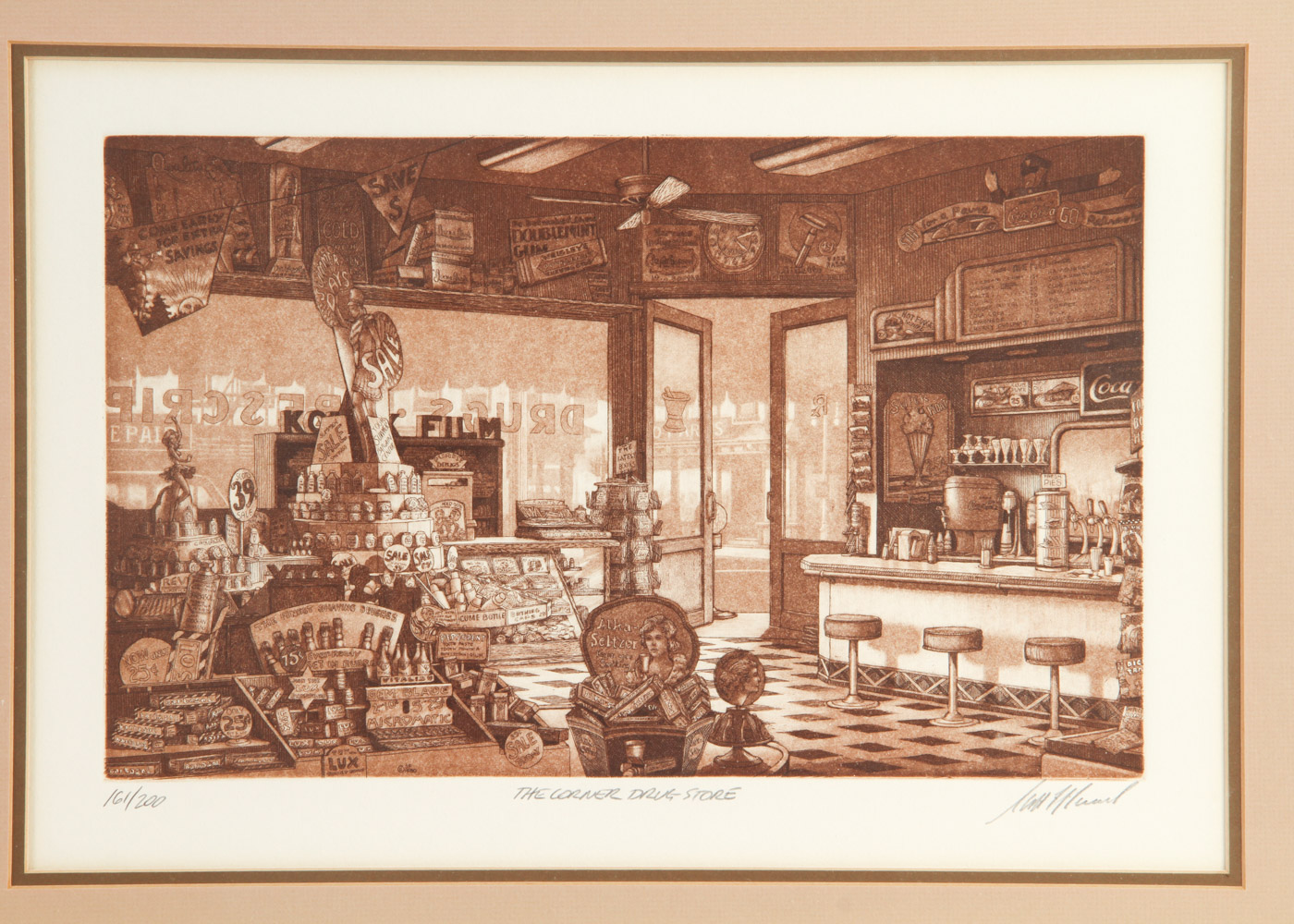 Lithograph Print "The Corner Drug Store"