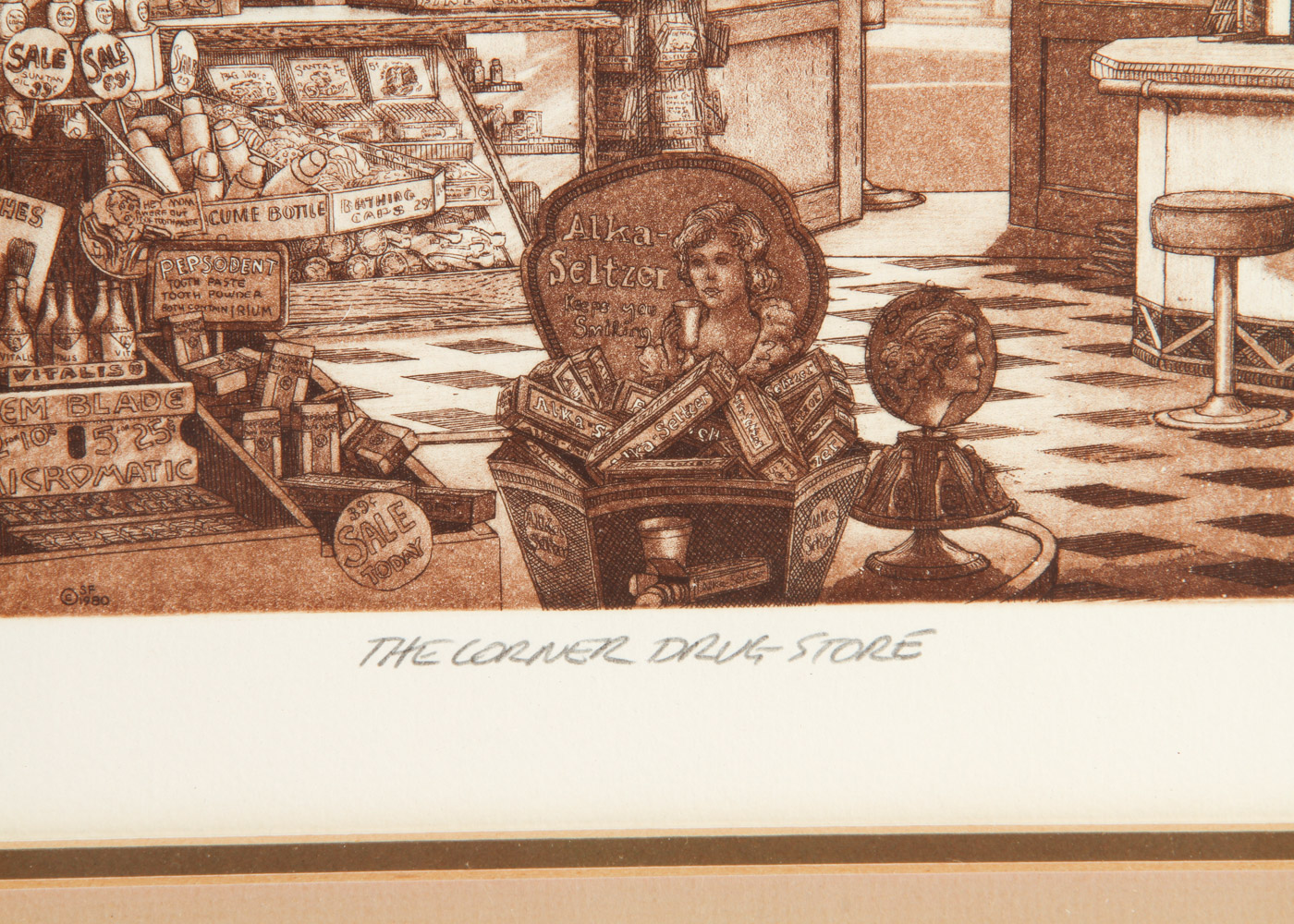 Lithograph Print "The Corner Drug Store"