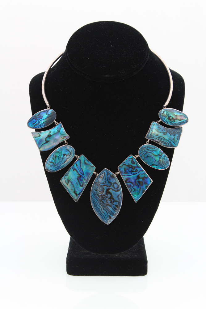 Sterling Silver with Dyed Abalone Set