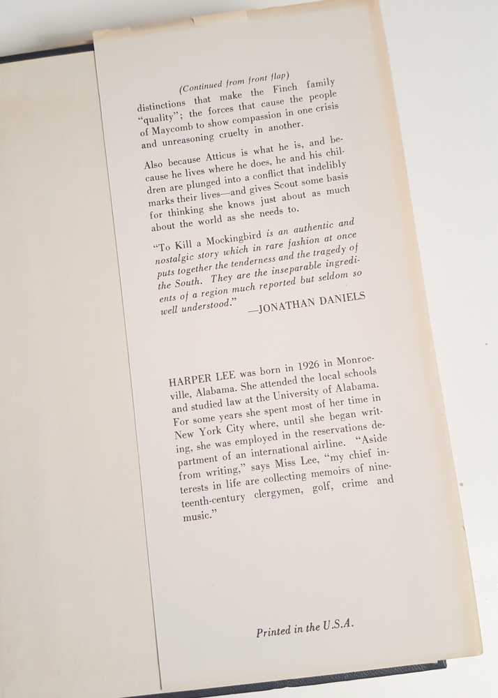 1960 "To Kill A Mockingbird" by Harper Lee