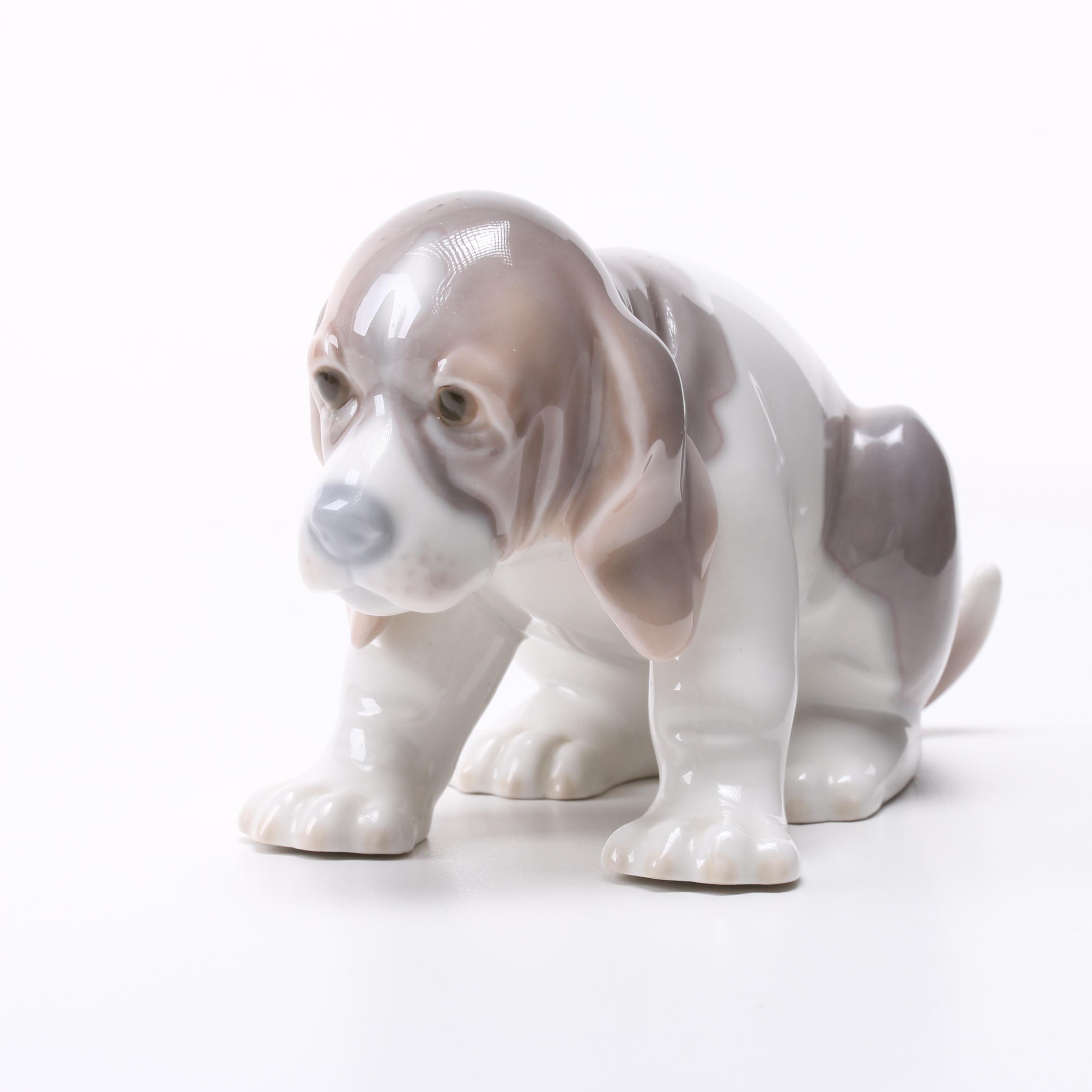 Lladró "Sad Puppy" and "Good Puppy" Beagle Figurines