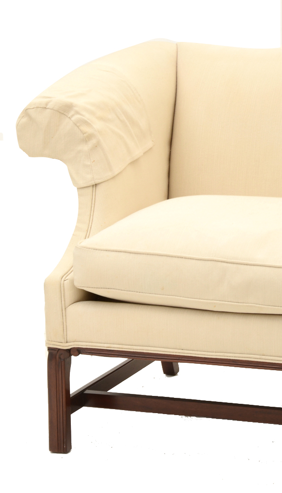 White Camel-Back Sofa