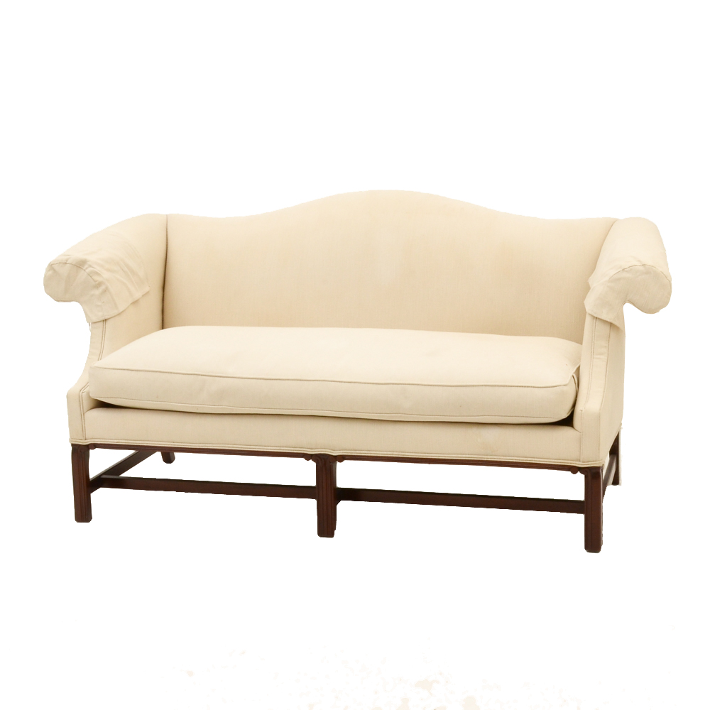 White Camel-Back Sofa