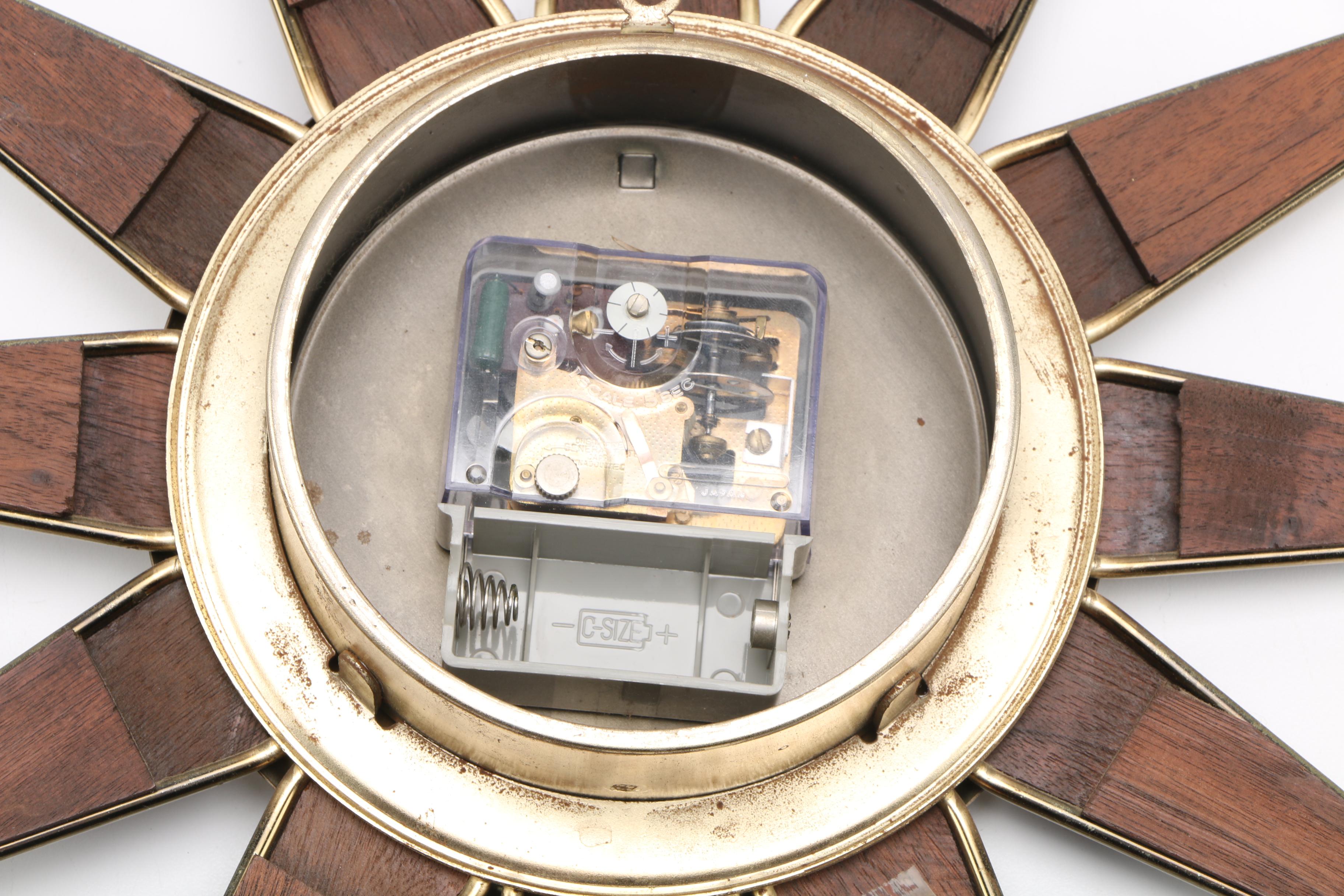 Mid Century Modern Starburst Wall Clock by Elgin