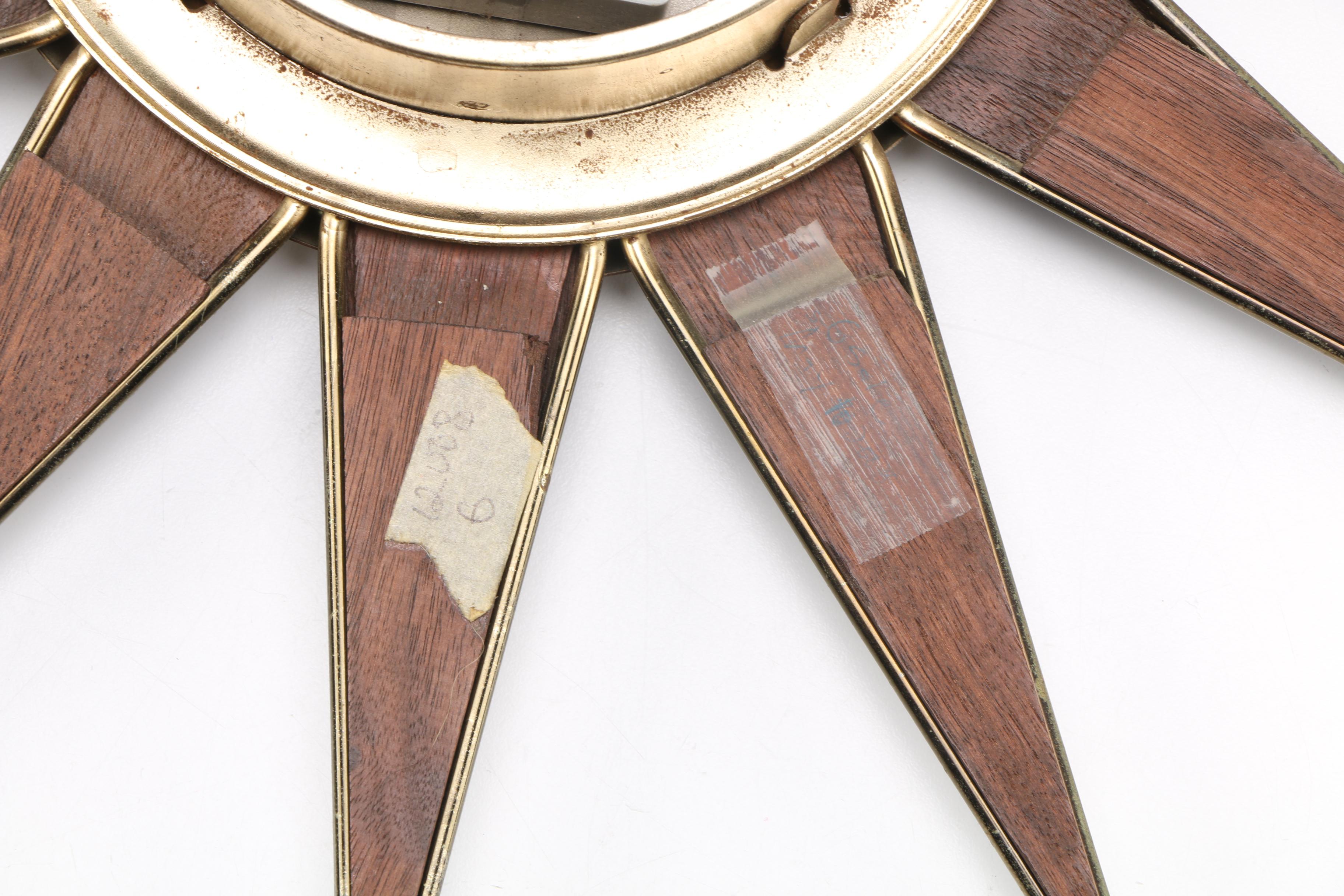 Mid Century Modern Starburst Wall Clock by Elgin