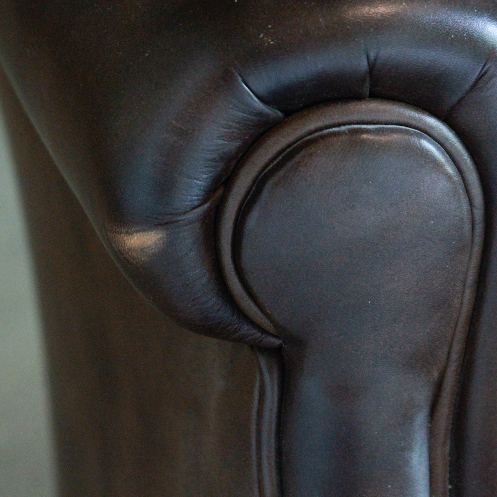 Vintage Tufted Naugahyde Arm Chair and Ottoman