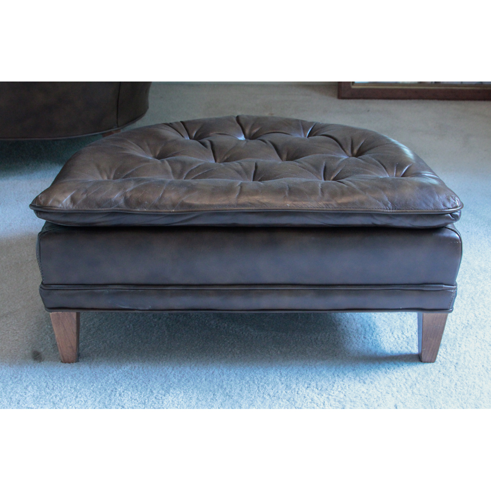 Vintage Tufted Naugahyde Arm Chair and Ottoman