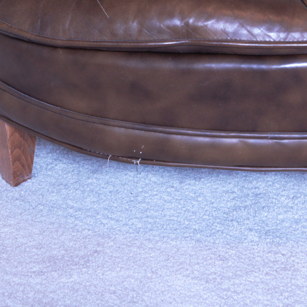 Vintage Tufted Naugahyde Arm Chair and Ottoman