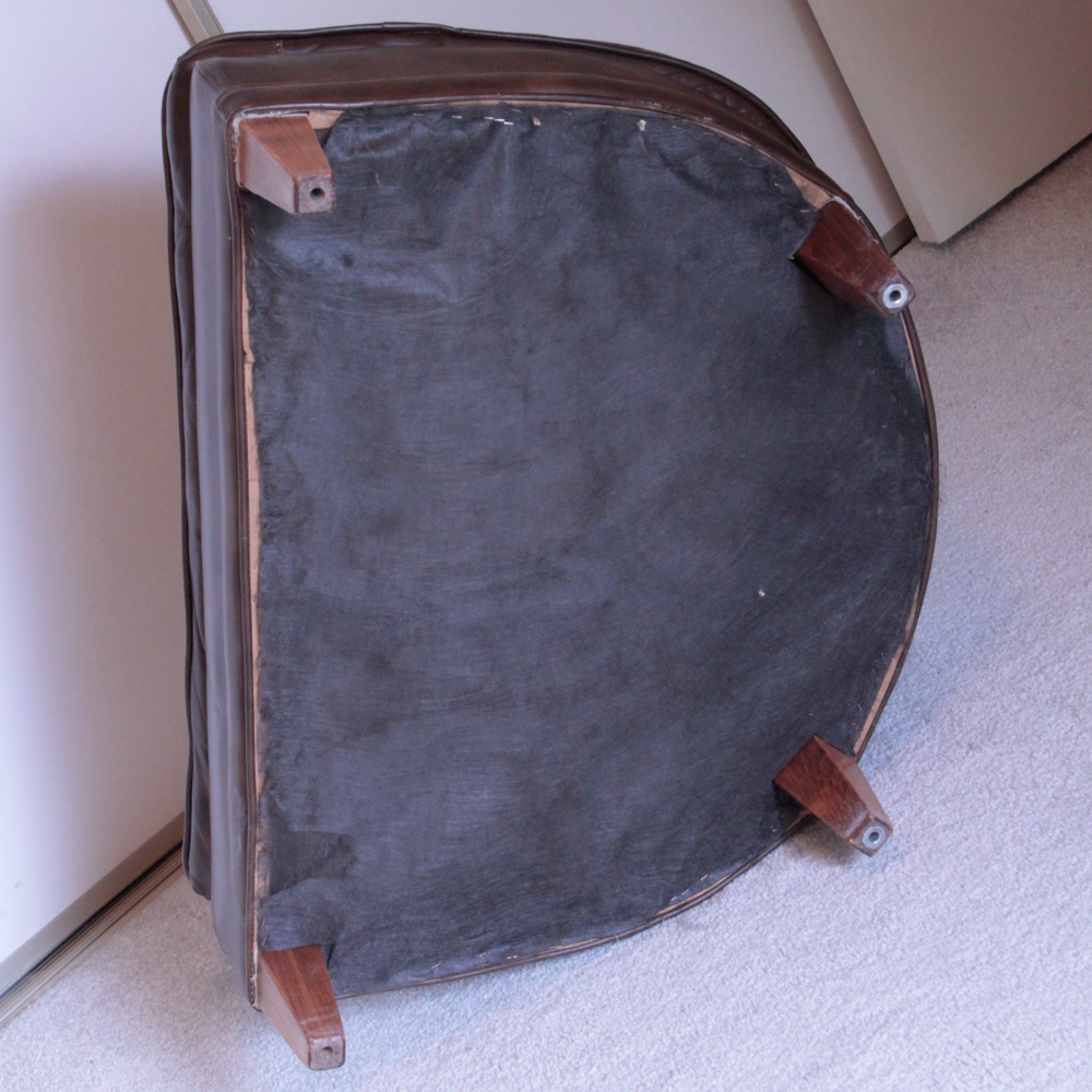 Vintage Tufted Naugahyde Arm Chair and Ottoman