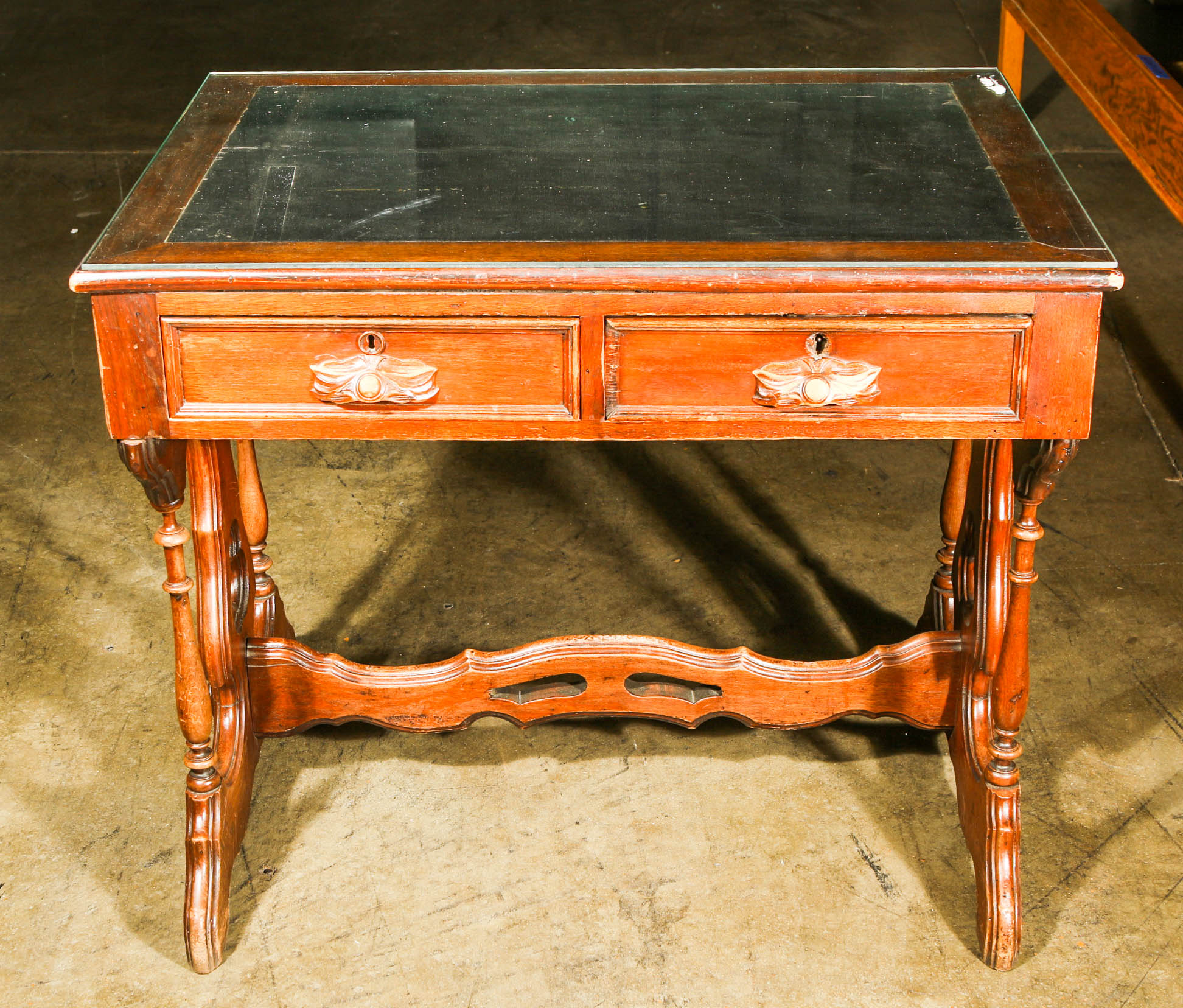 Vintage Gothic Style Trestle Desk by S.R.Flint