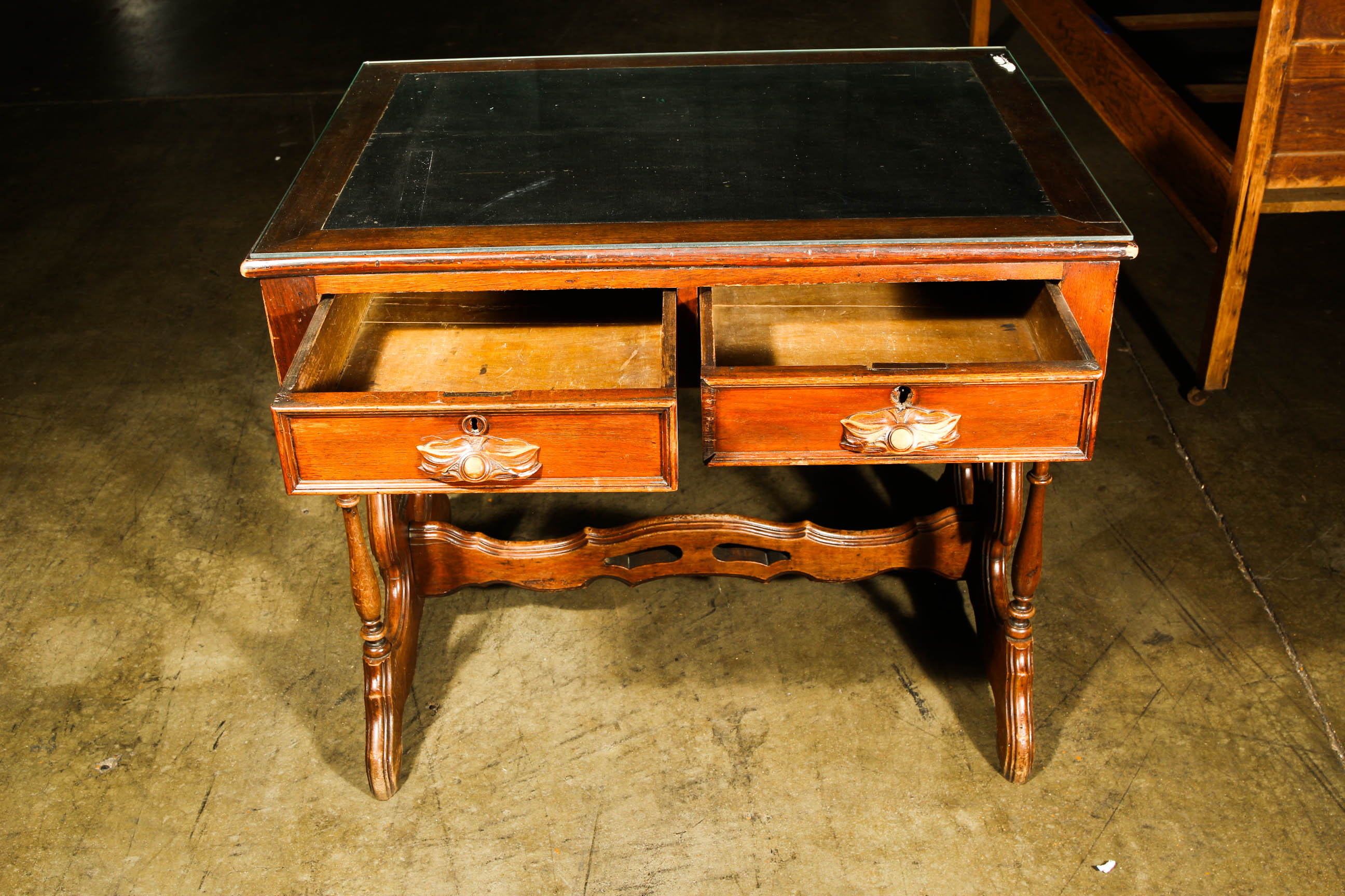 Vintage Gothic Style Trestle Desk by S.R.Flint