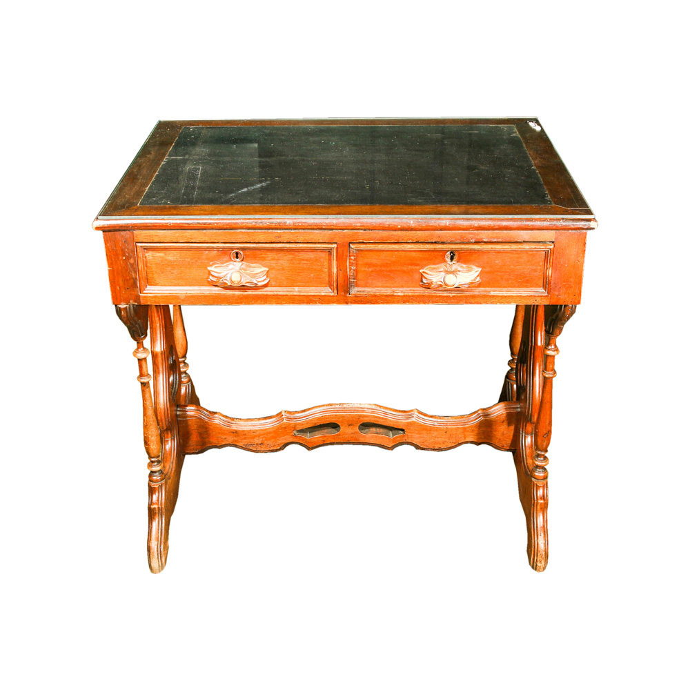 Vintage Gothic Style Trestle Desk by S.R.Flint