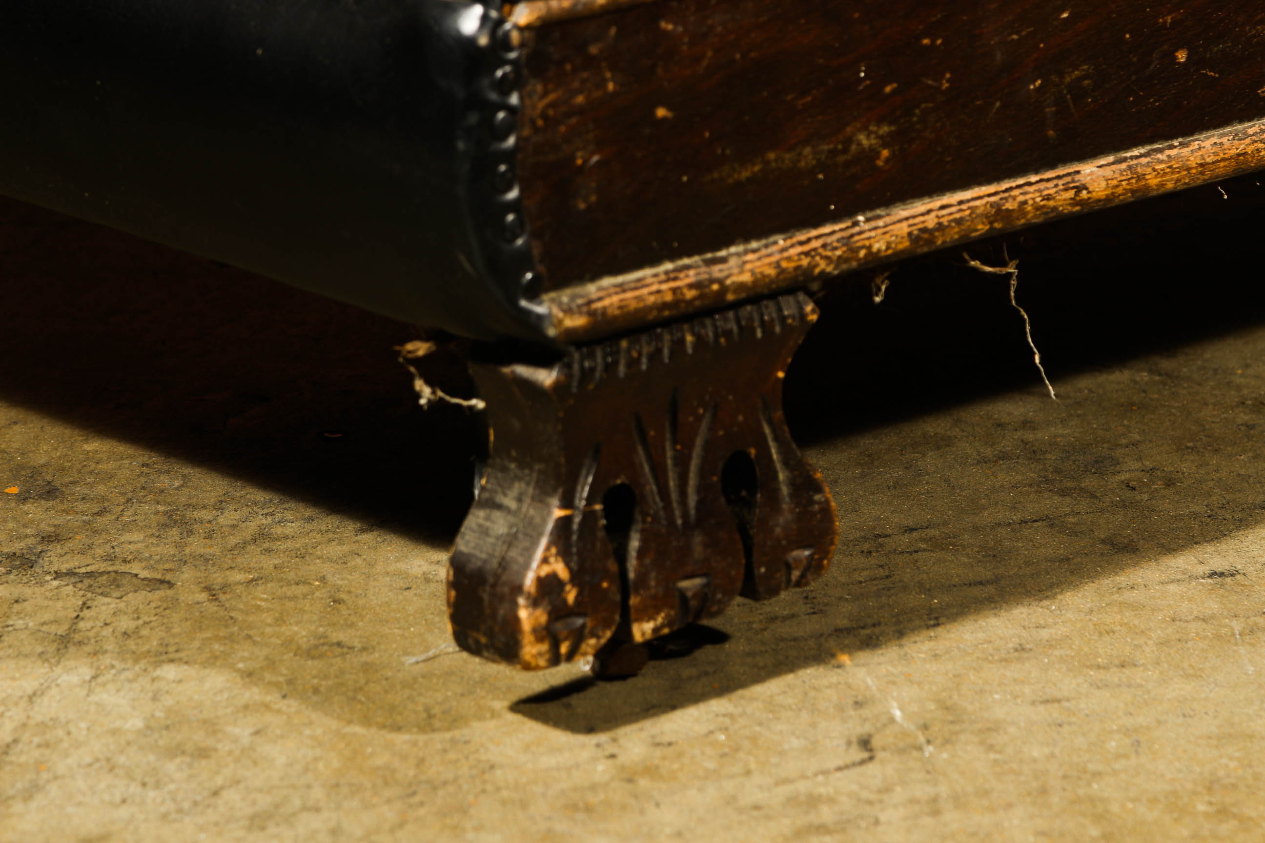 Vintage Gothic Inspired Black Leather Chaise Lounge