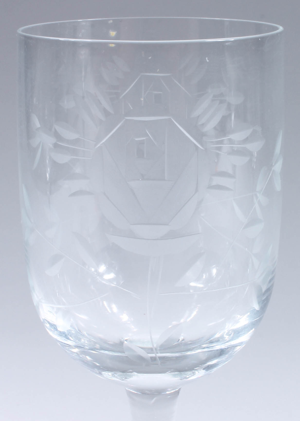 Floral-Themed Etched Glass Stemware