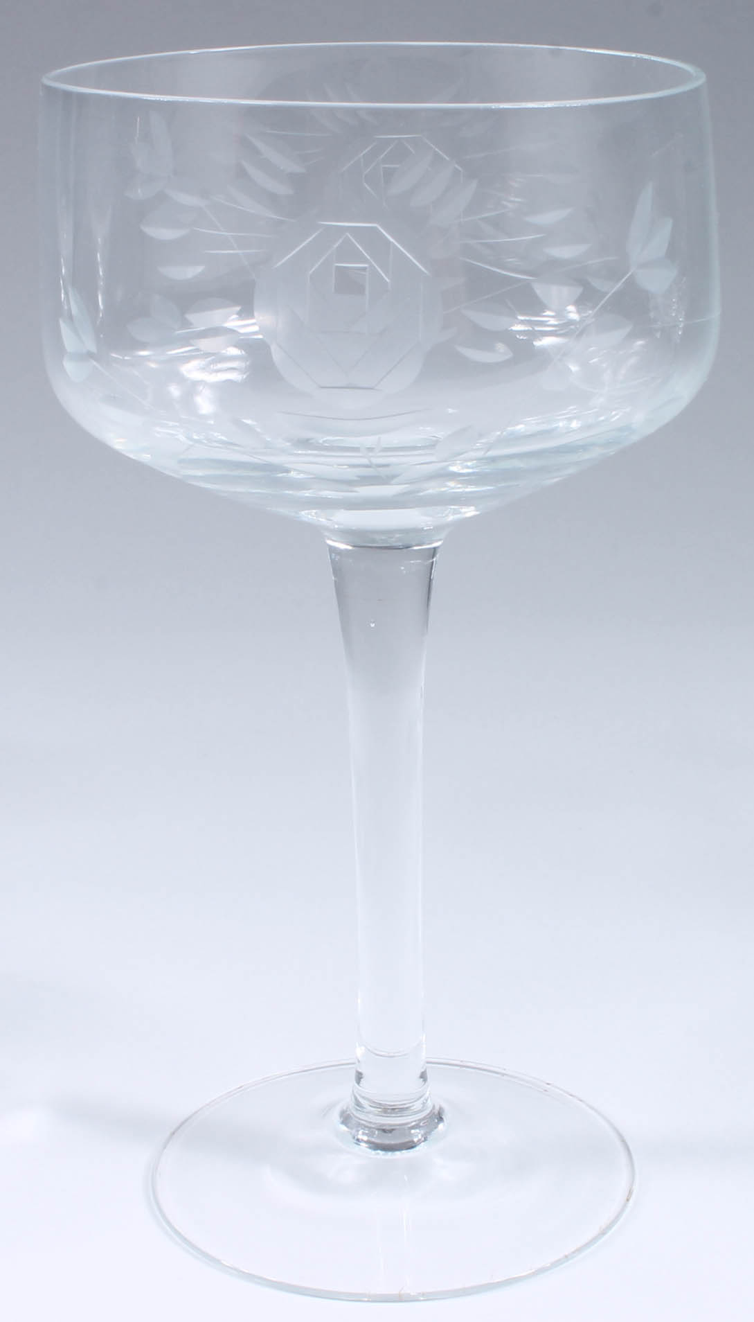 Floral-Themed Etched Glass Stemware