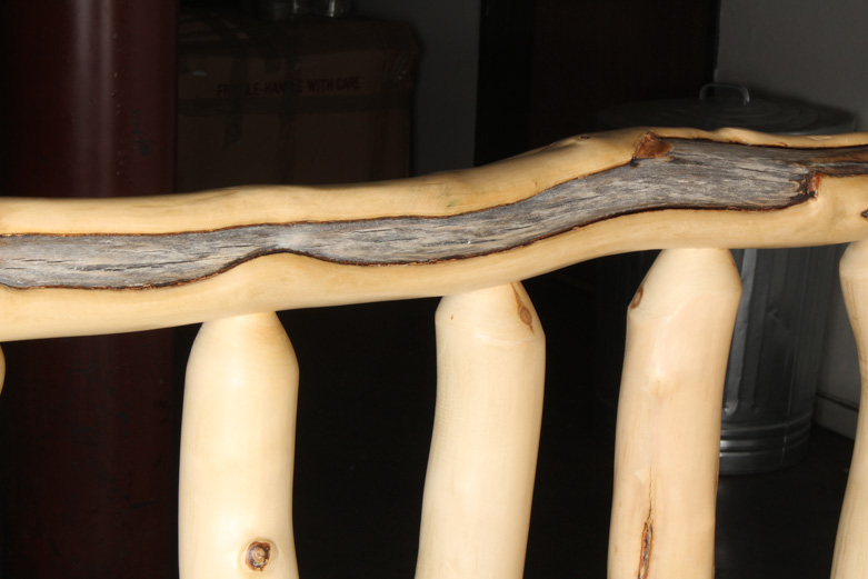 Natural Pine Wood Log Full-Size Bed Frame