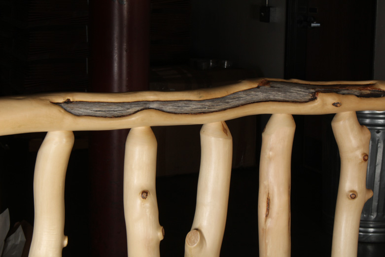 Natural Pine Wood Log Full-Size Bed Frame