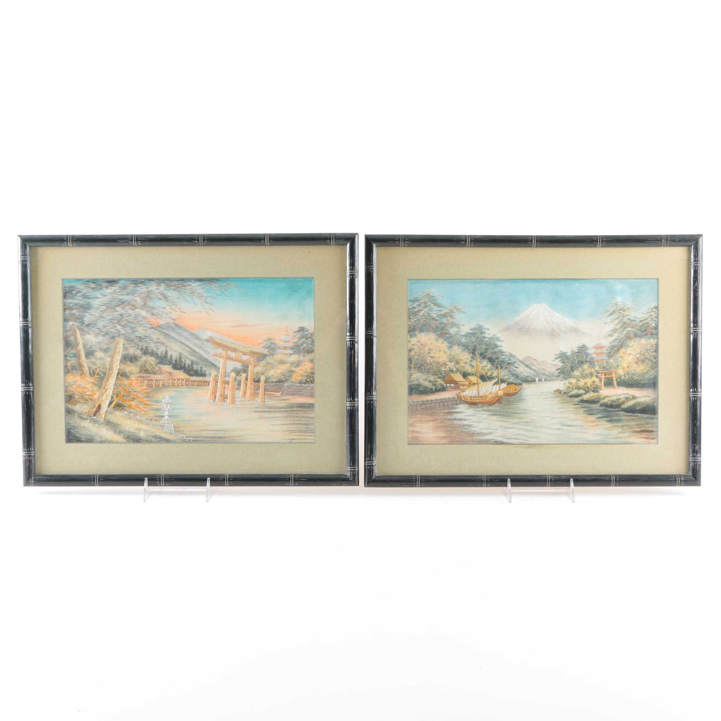 Japanese Inspired Embroidered Textile Landscapes