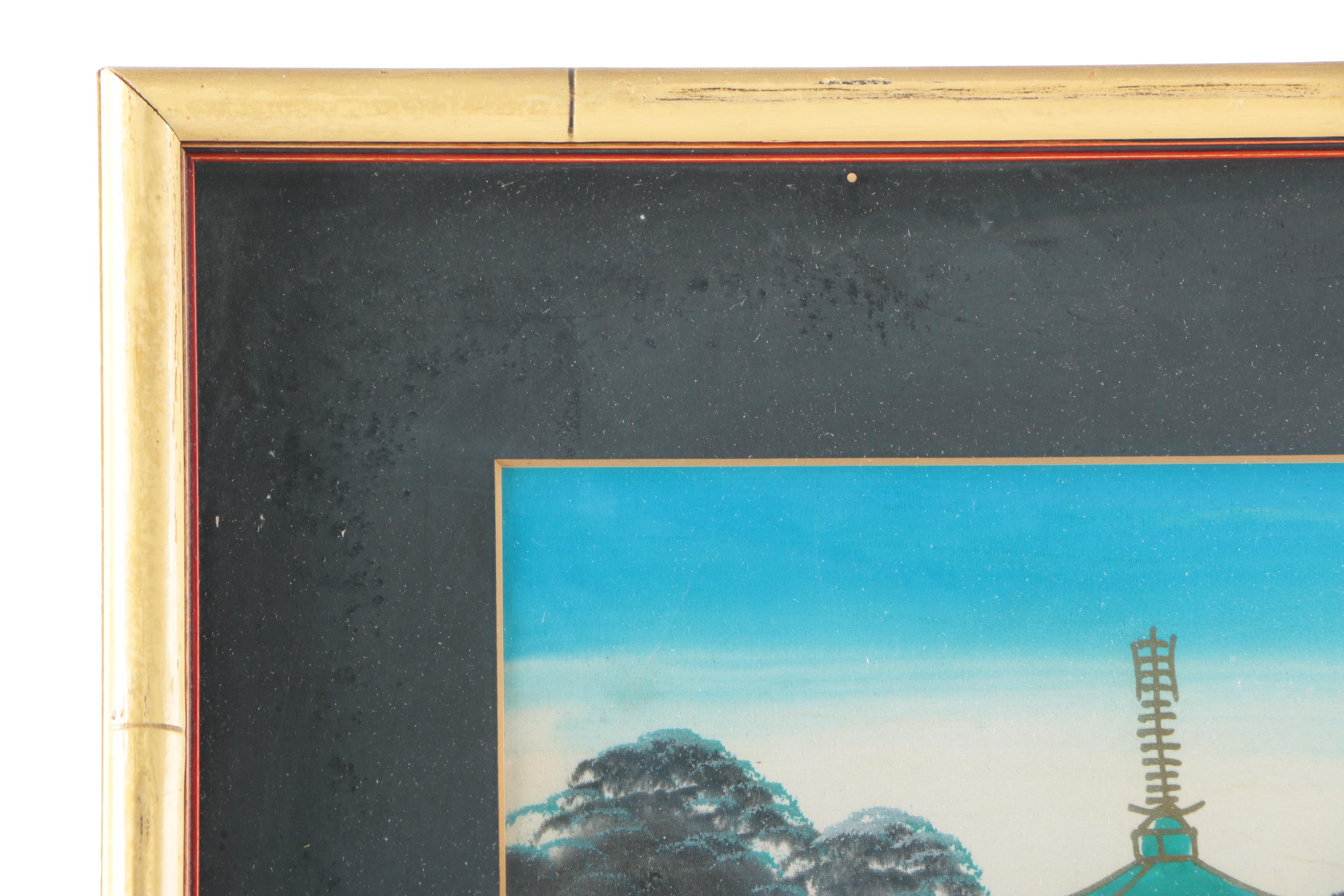 Vintage Japanese Gouache Painting on Silk