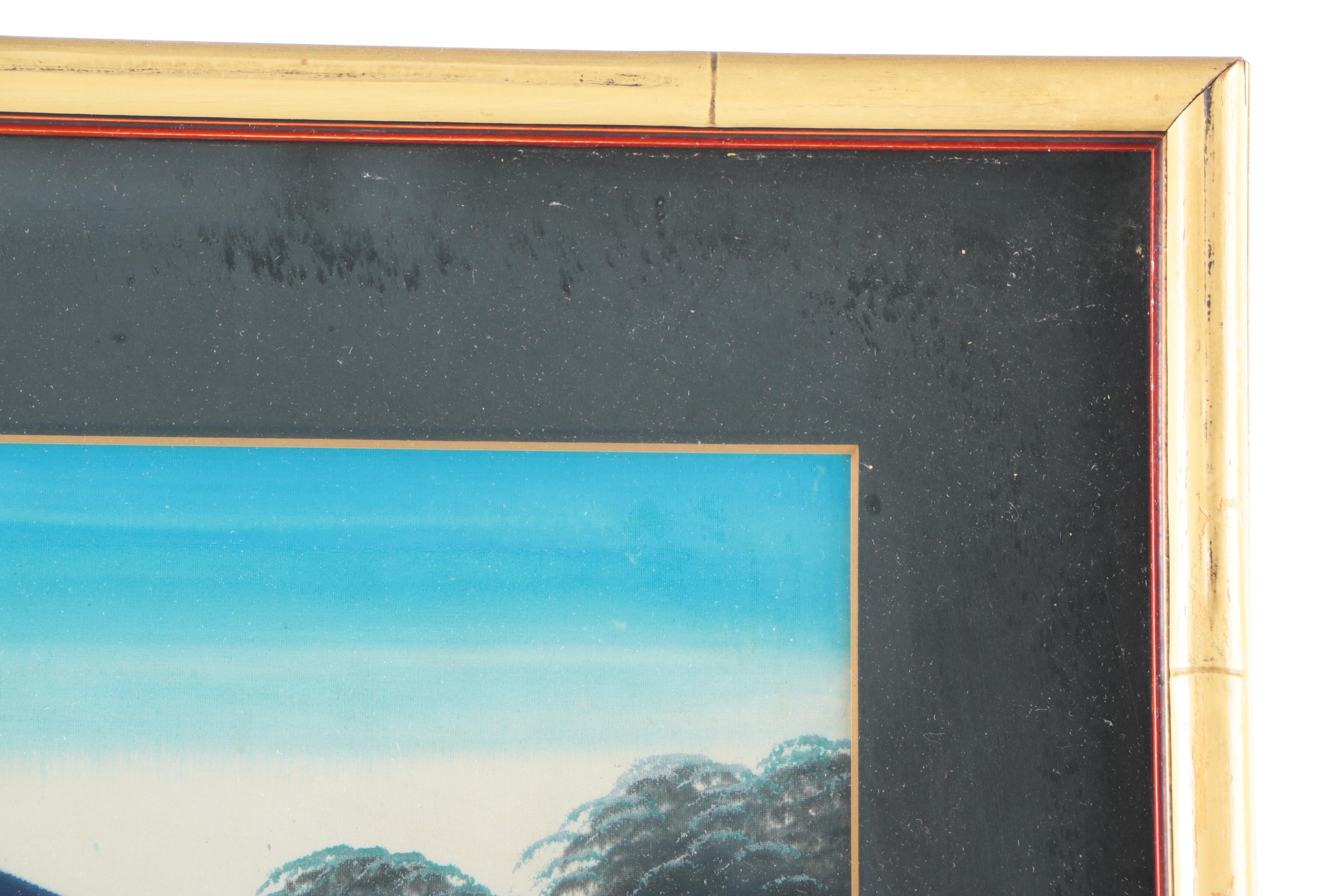 Vintage Japanese Gouache Painting on Silk