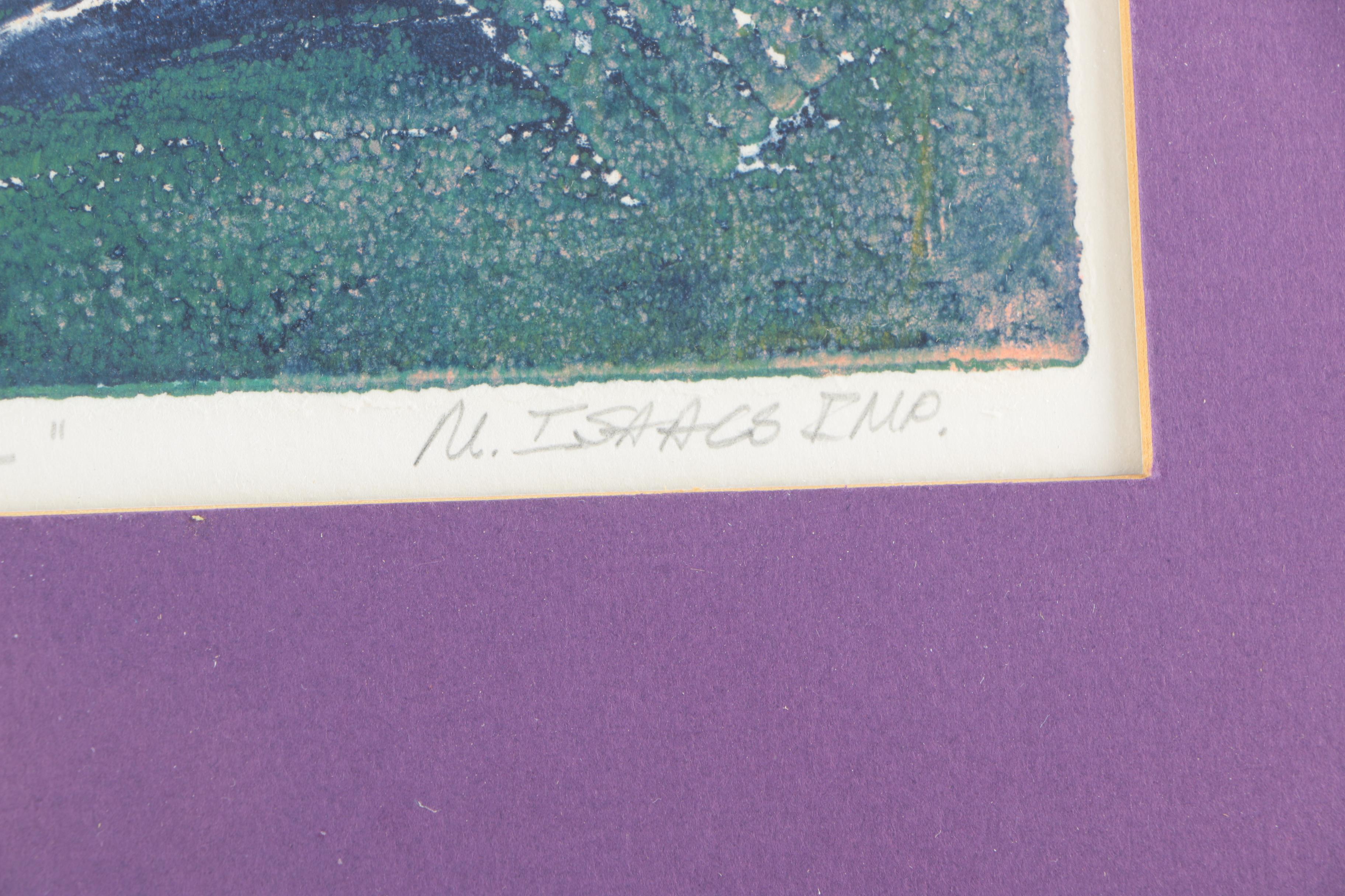 M. Isaacs Limited Edition Artist's Proof Collagraph Print "The Plane Tree"