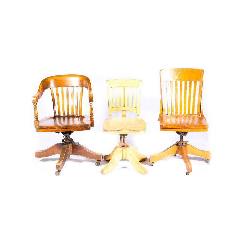 Three Vintage Desk Chairs