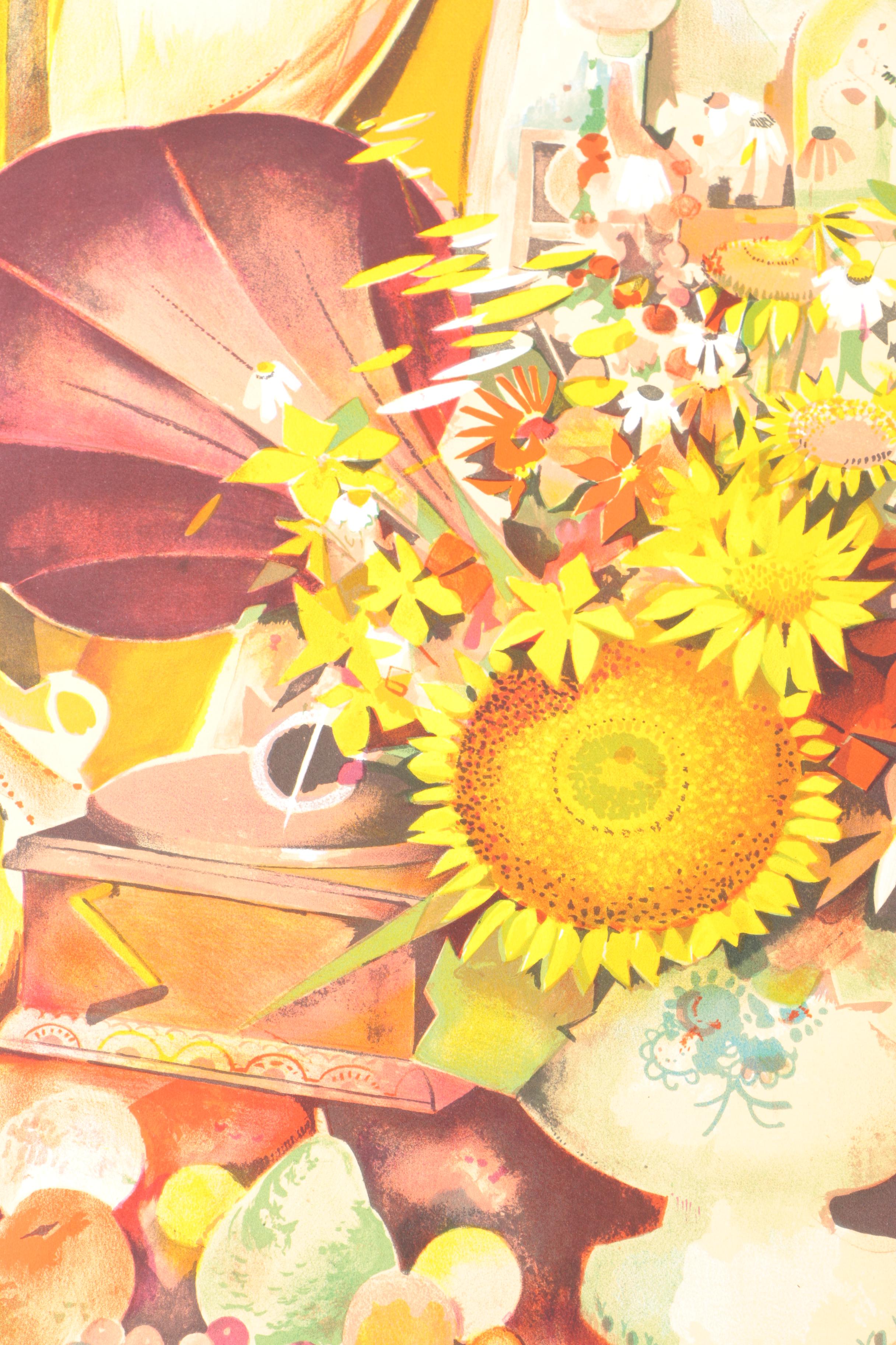 Robert Vernet Bonfort Limited Edition Color Lithograph "Bouquet"