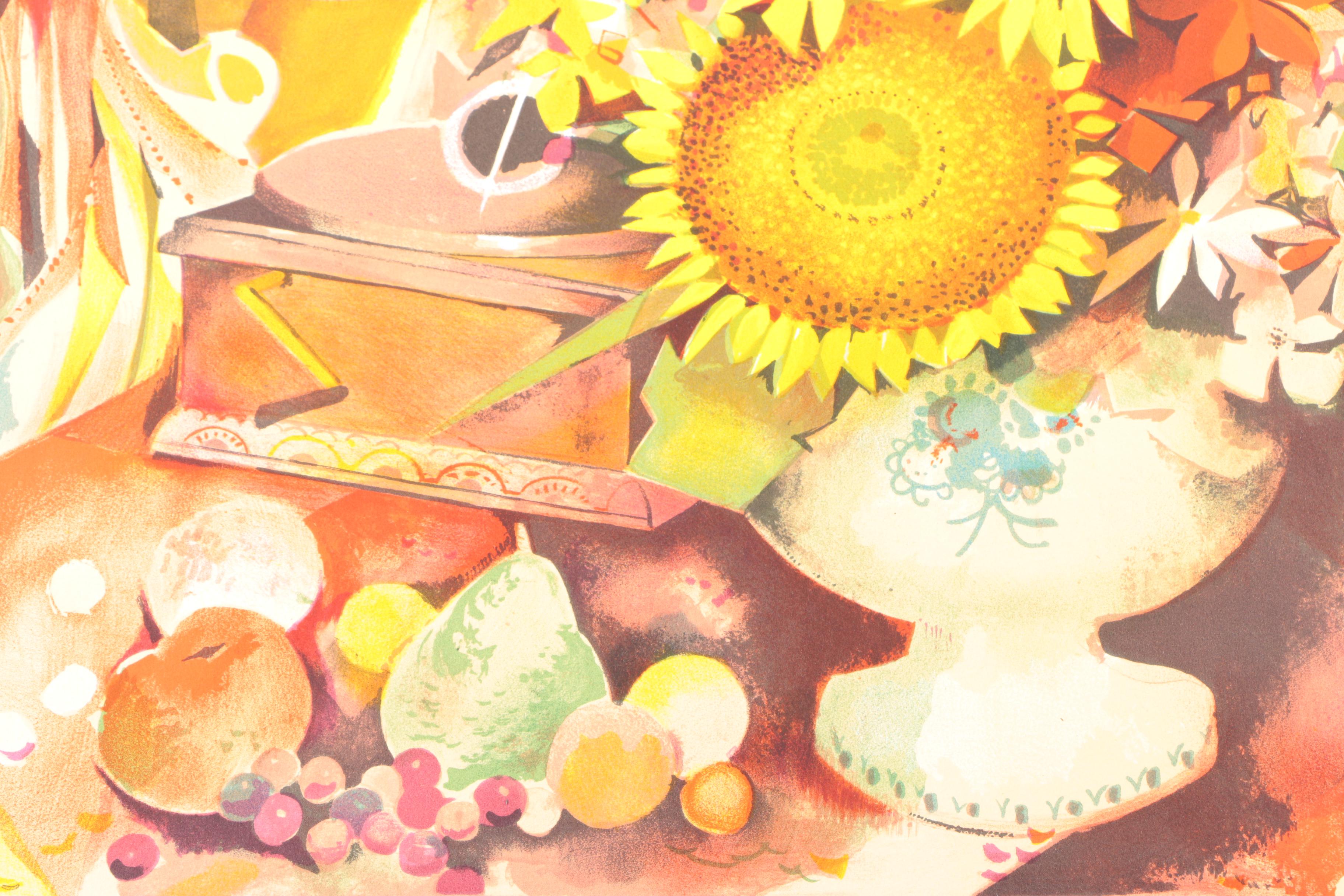 Robert Vernet Bonfort Limited Edition Color Lithograph "Bouquet"