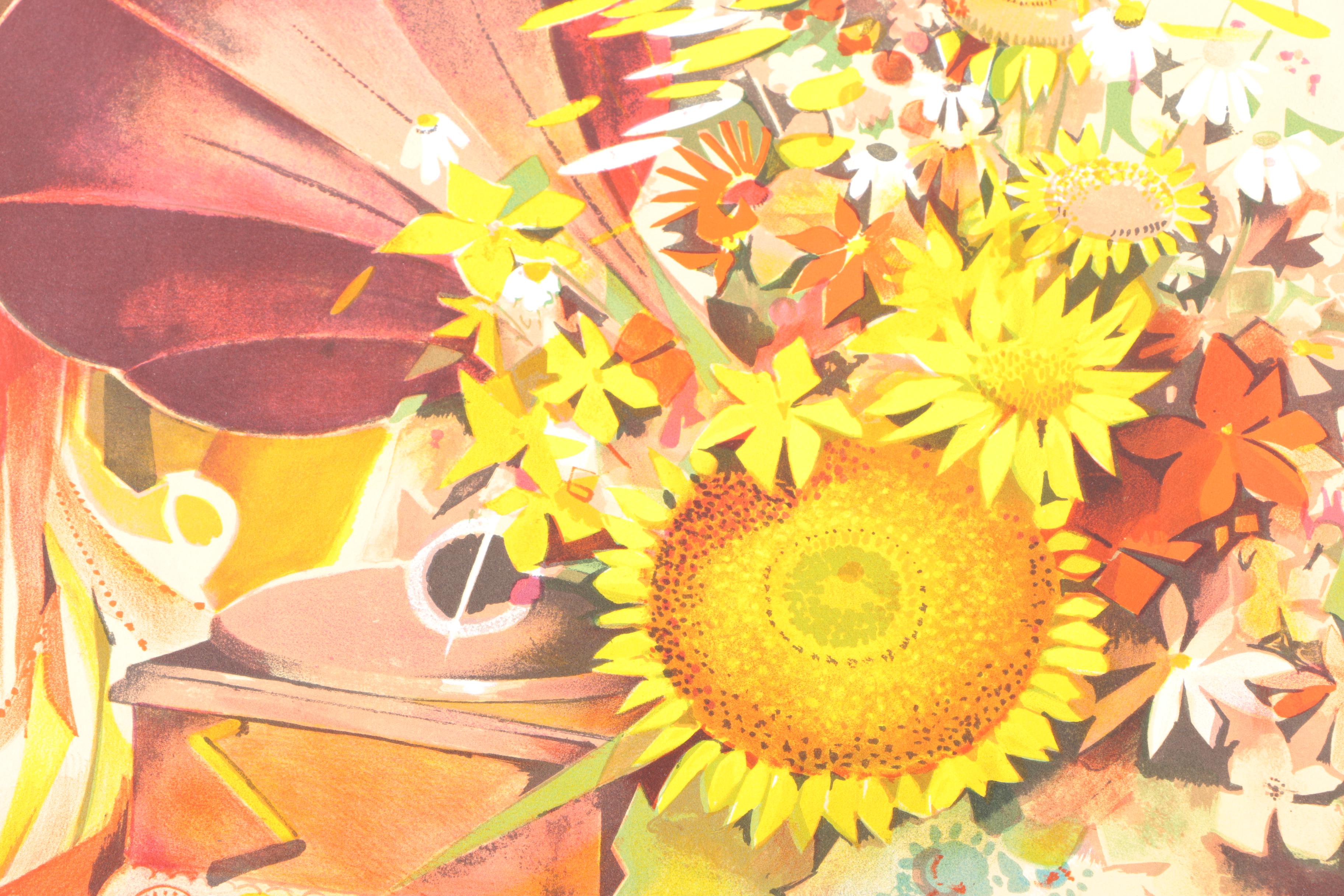 Robert Vernet Bonfort Limited Edition Color Lithograph "Bouquet"